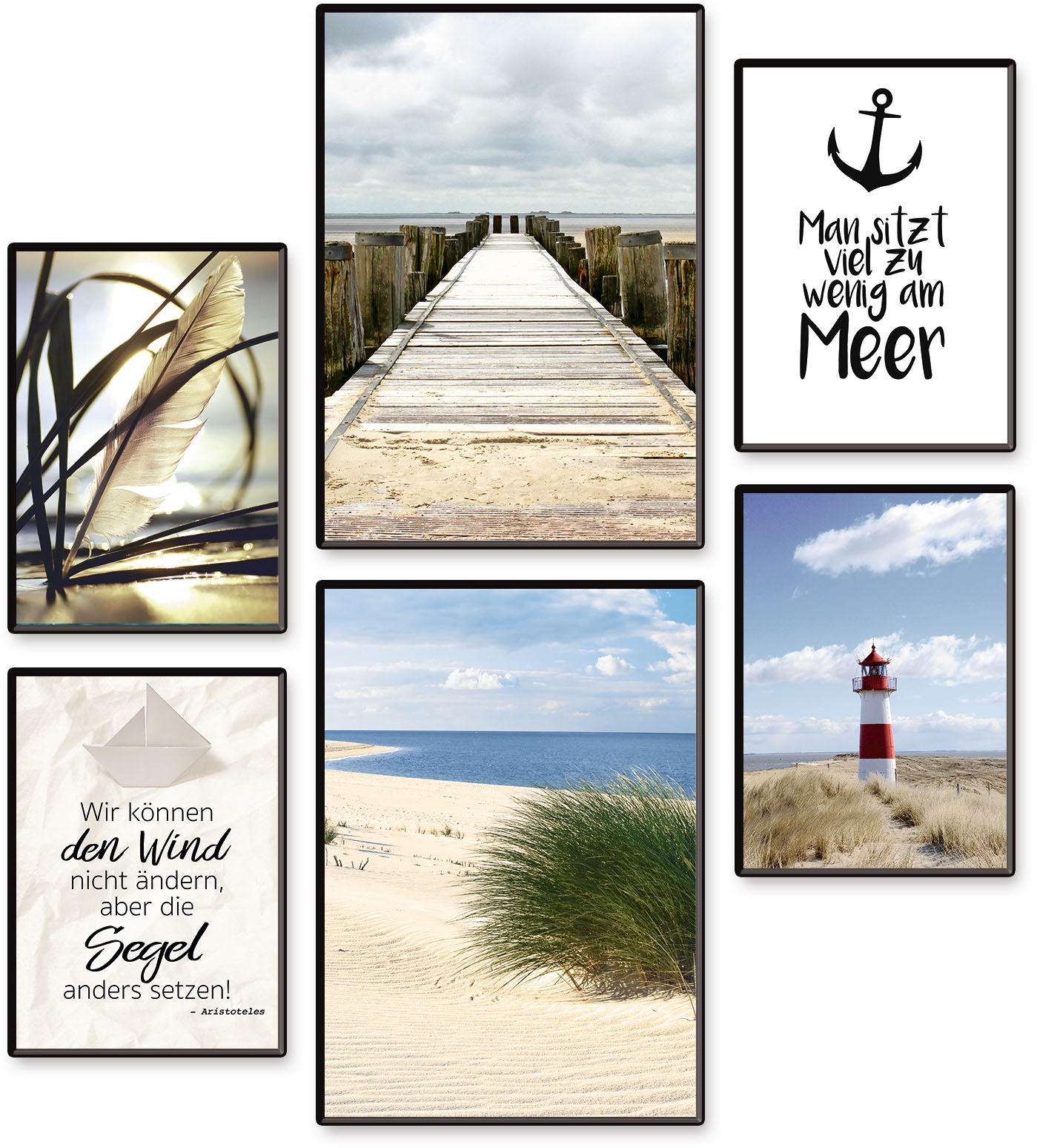 Image of Artland Poster "Impressionen vom Meer" Meer Bilder Set, 6 Stk. tlg. Bilder Set, 6tlg. 4xDIN A4 / 2xDIN A3, ohne Rahmen