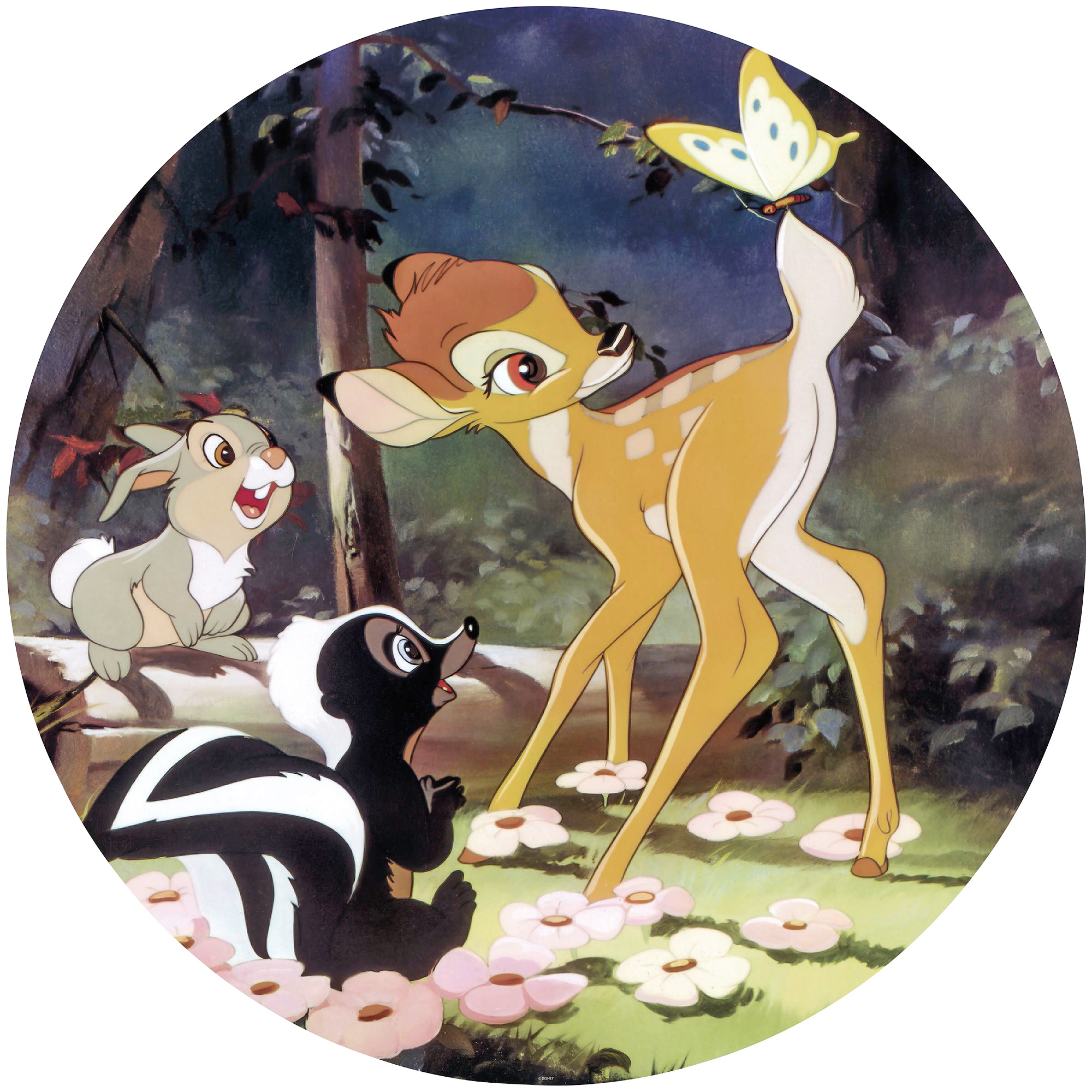 Image of Komar Fototapete »Bambi Butterfly«, bedruckt-Comic-Retro-mehrfarbig, BxH: 128x128 cm, selbstklebend bei Ackermann Versand Schweiz