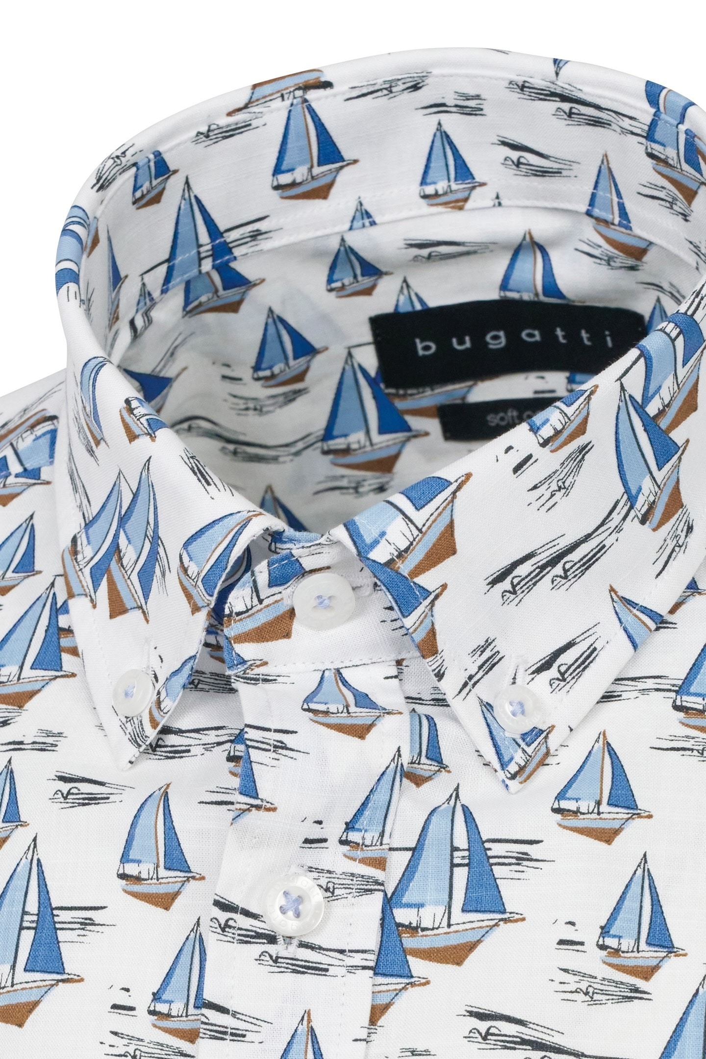 bugatti Chemise à manches courtes mit Button-Down-Kragen