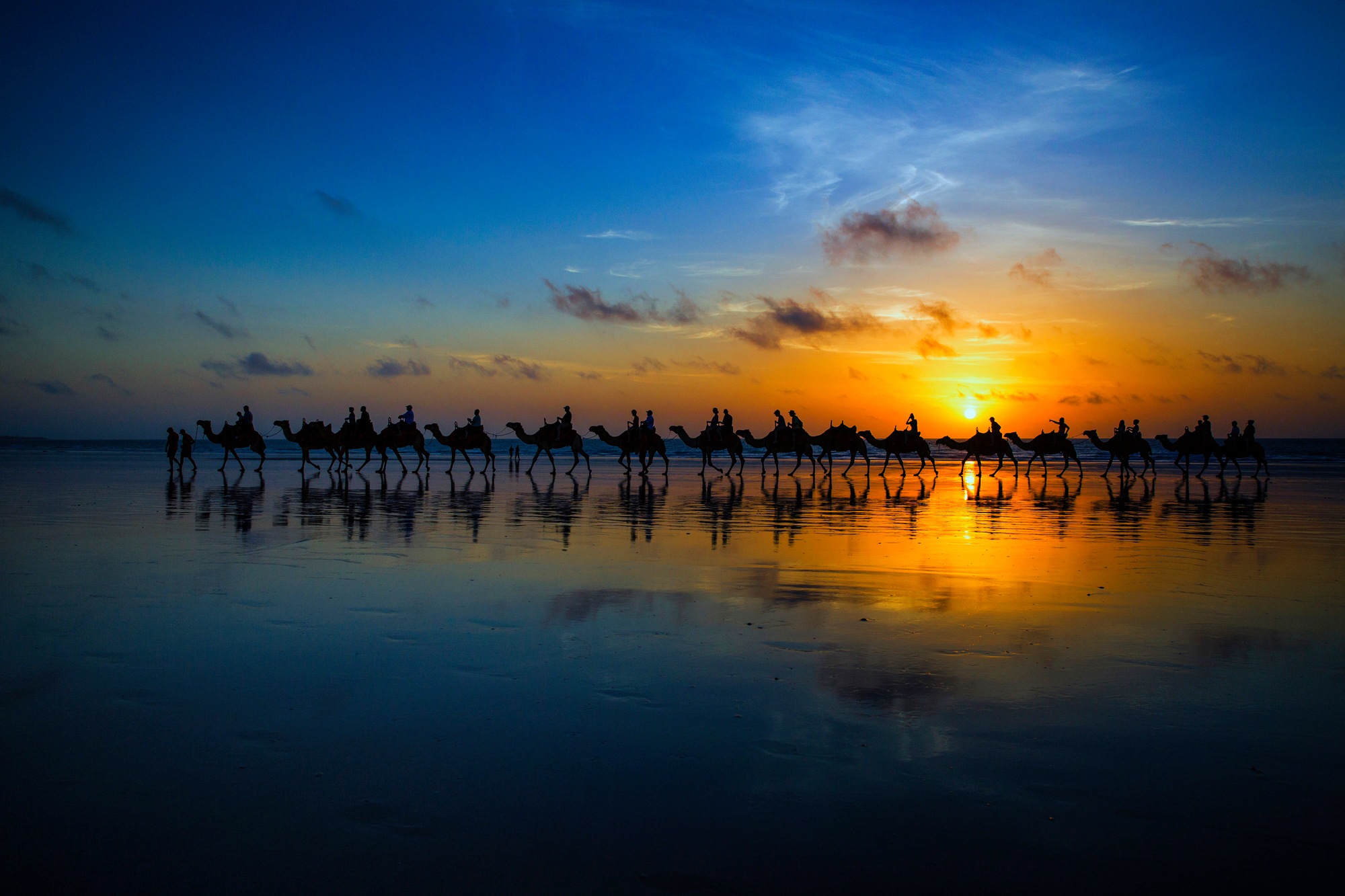 Image of Papermoon Fototapete »Photo-Art LOUISE WOLBERS, SUNSET CAMEL RIDE«, Vliestapete, hochwertiger Digitaldruck, inklusive Kleister bei Ackermann Versand Schweiz