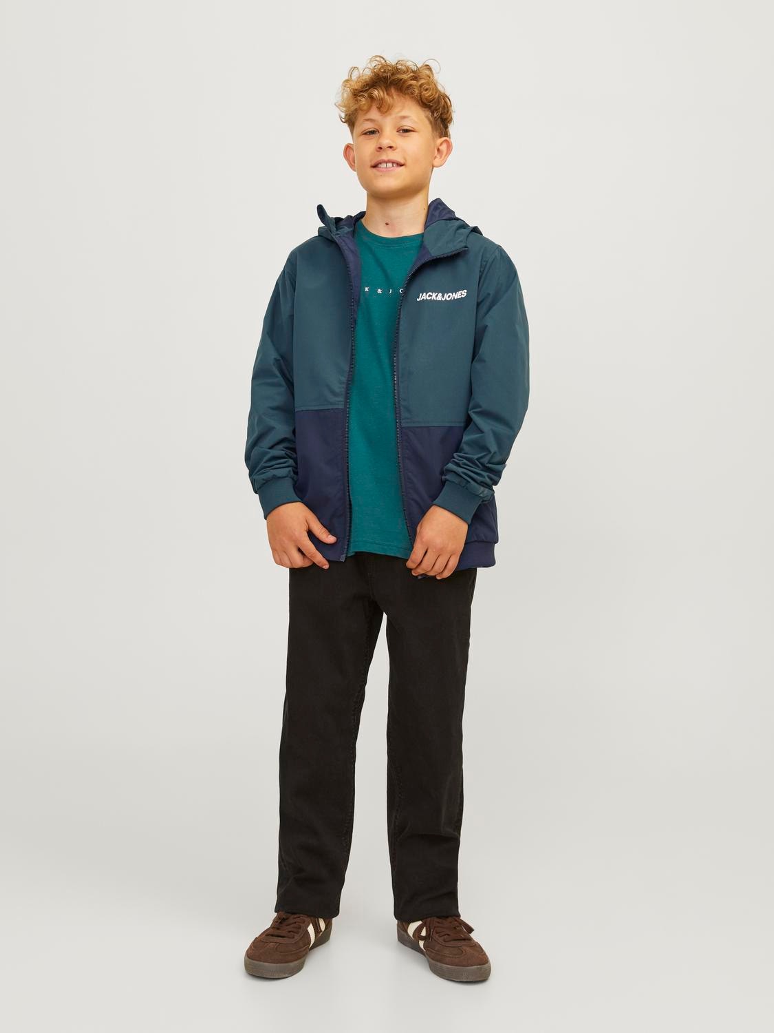 Jack & Jones Junior Outdoorjacke »JJERUSH wasserabweisend, mit Kapuze, mattes Finish«, mit Kapuze, colorblocking, modisch, regular fit, Kapuze