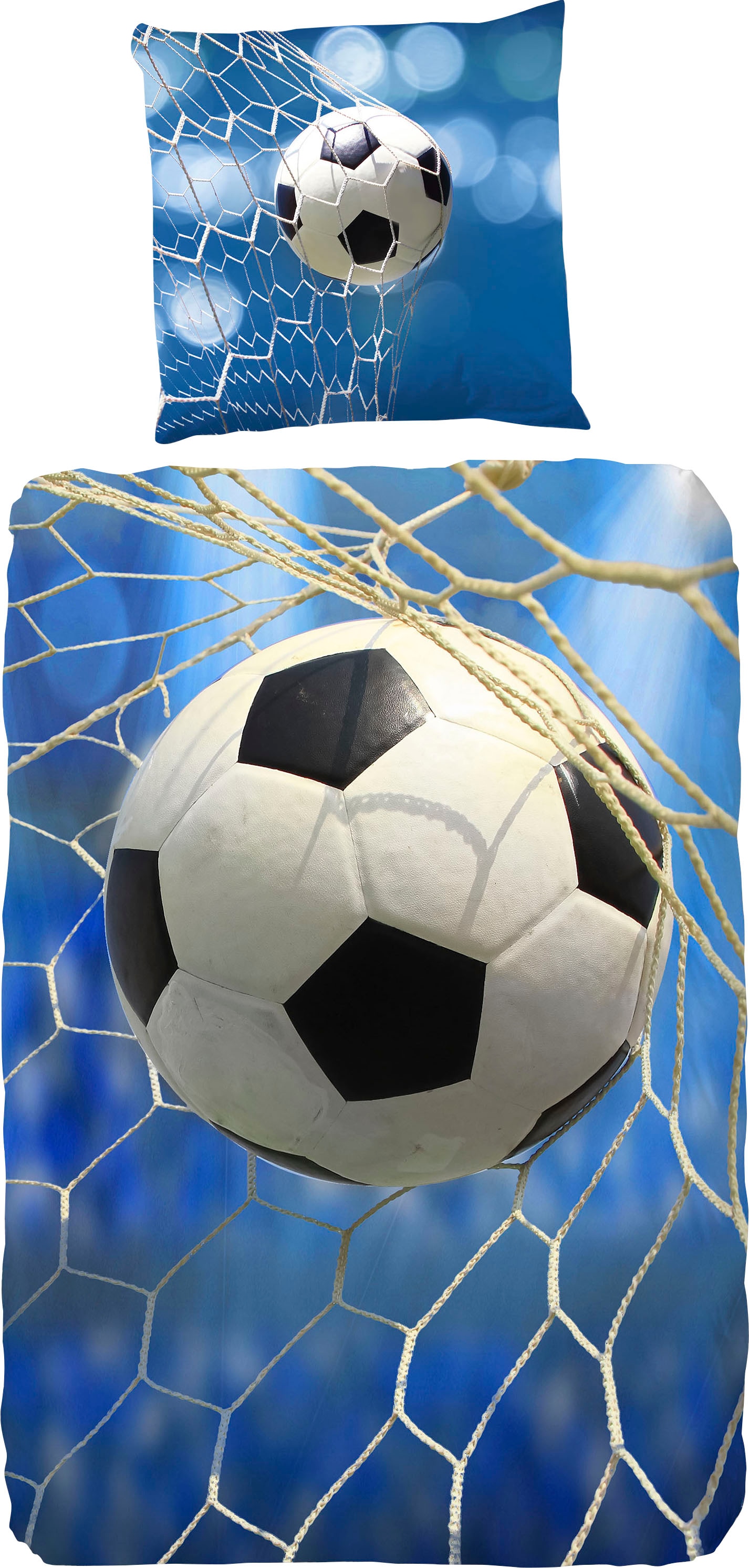 good morning Kinderbettwäsche »Sven«, Baumwolle, 135x200, Reissverschluss, Wendeoptik, Kind, Junge, Fussball