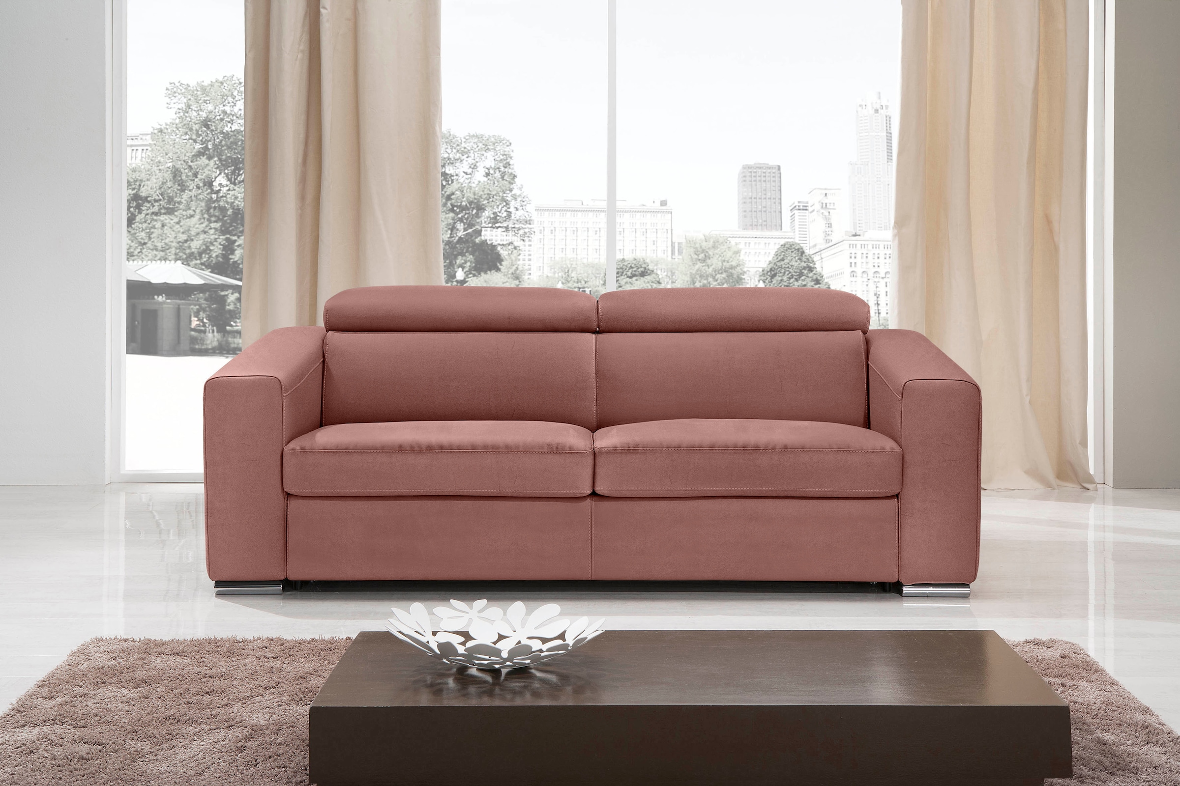 Image of Egoitaliano Schlafsofa "Cabiria, Design und super Sitz- und Liegekomfort" Sofa inkl. Schlaffunktion, Kopfteile verstellbar, mit Metallfüssen
