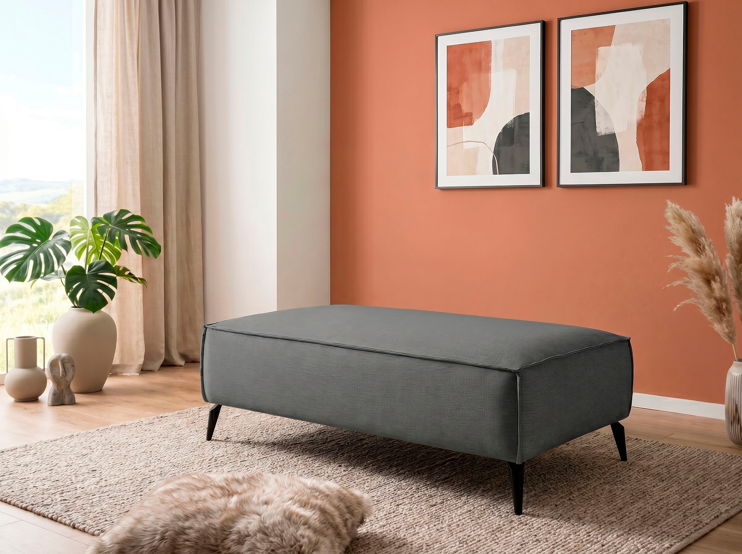 GOODproduct Hocker »TVINNU« zur Serie TVINNU, gemütlicher Sitzkomfort, rechteckig, schwarze Füsse