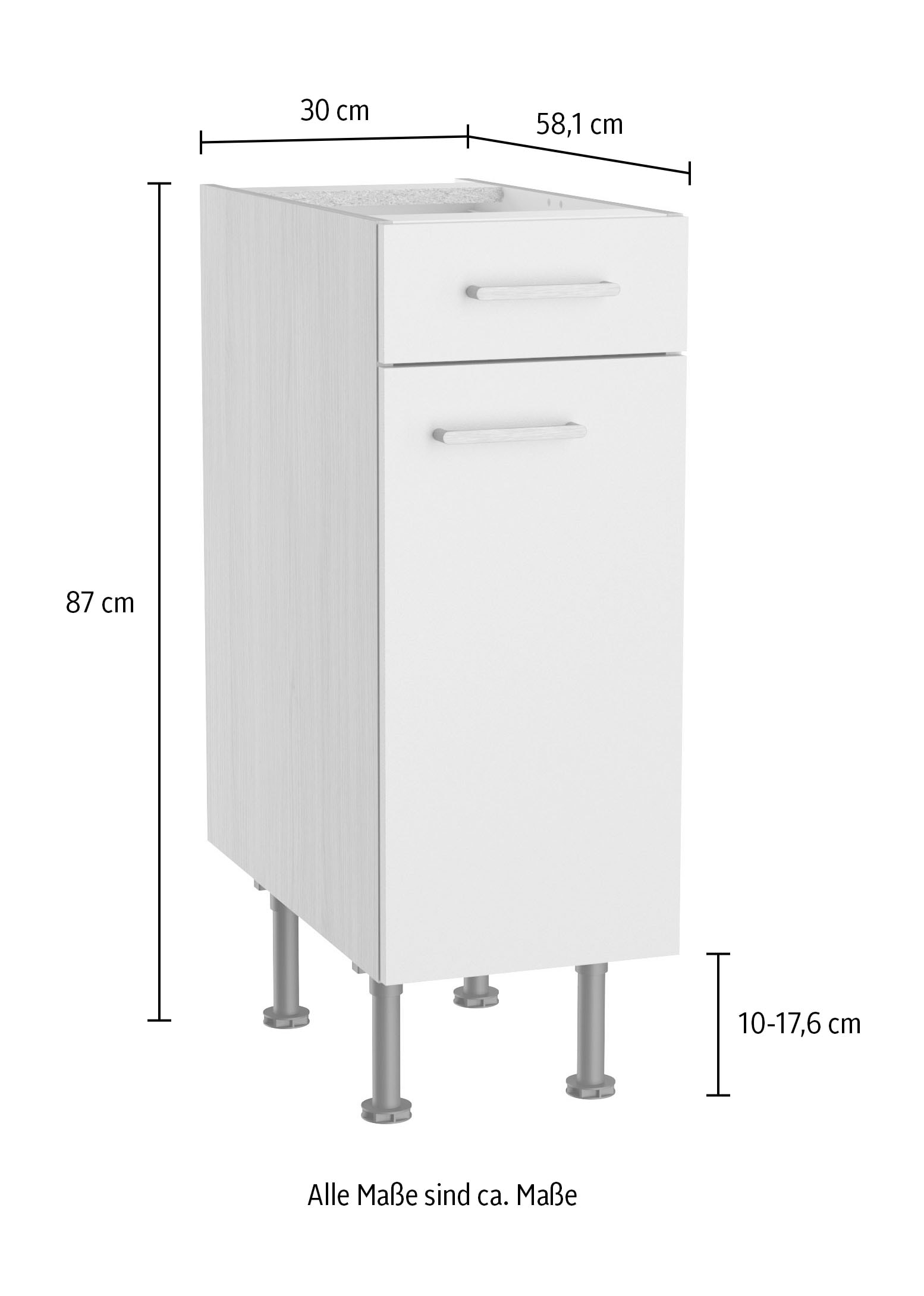 KOCHSTATION Armoire basse »KS-Lucy« Breite 30 cm, höhenverstellbare Füsse, Soft-Close