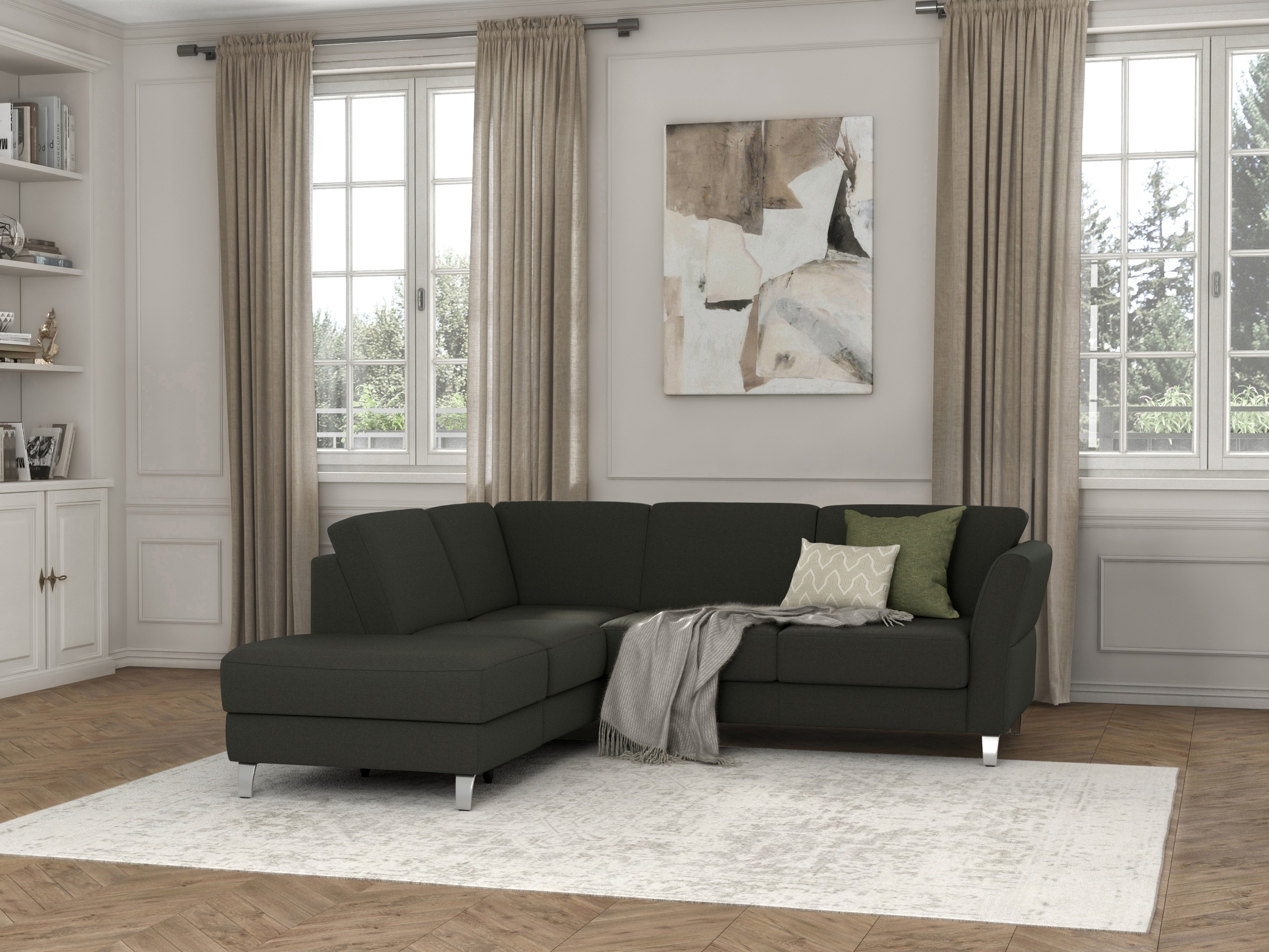 sit&more Ecksofa »Visby L-Form« Wahlweise mit Bettfunktion und Stauraum, frei im Raum stellbar