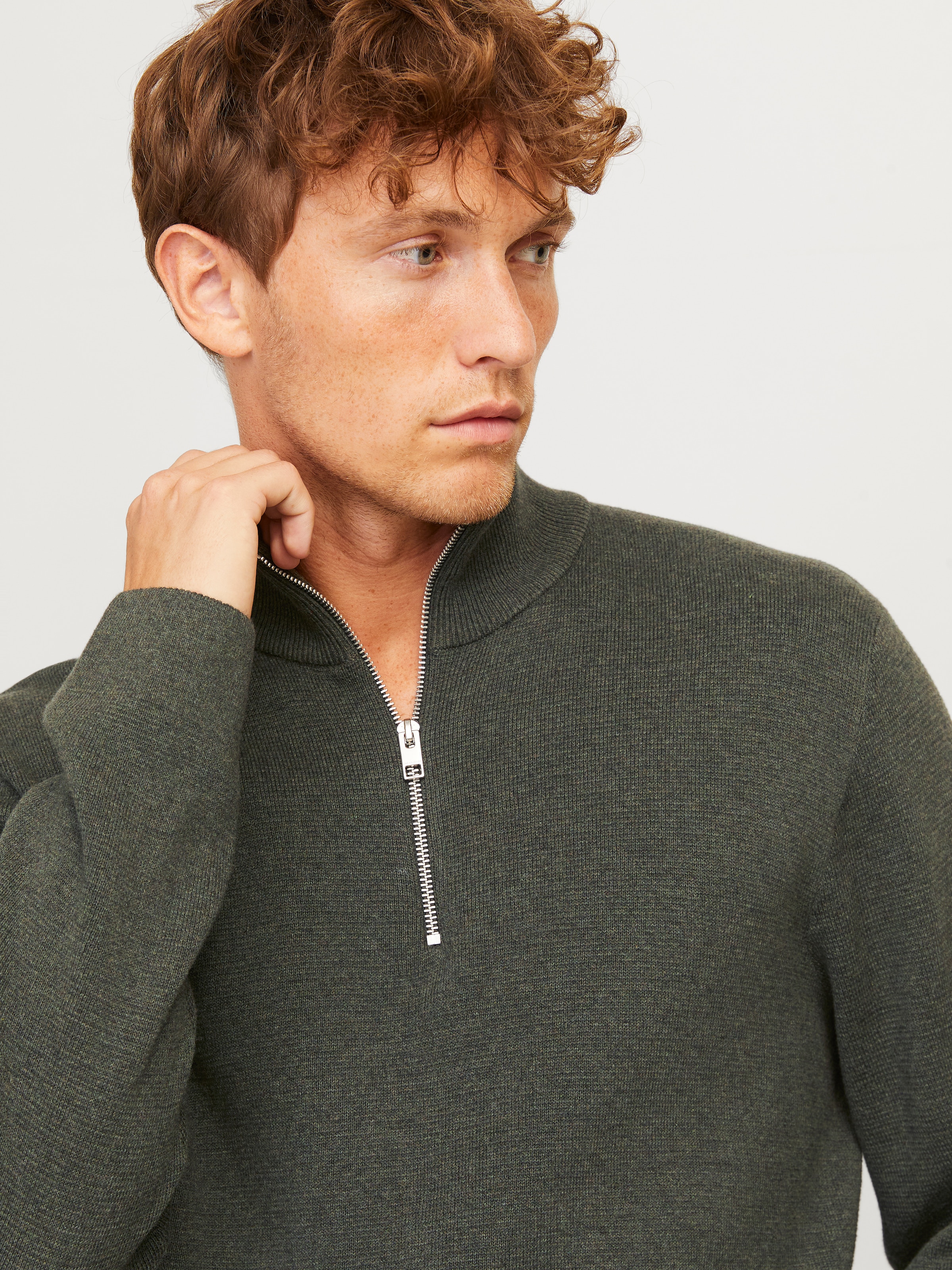 Jack & Jones Troyer »JPRBLAMILANO STITCH KNIT HALF ZIP SN«, mit kurzem Reissverschluss