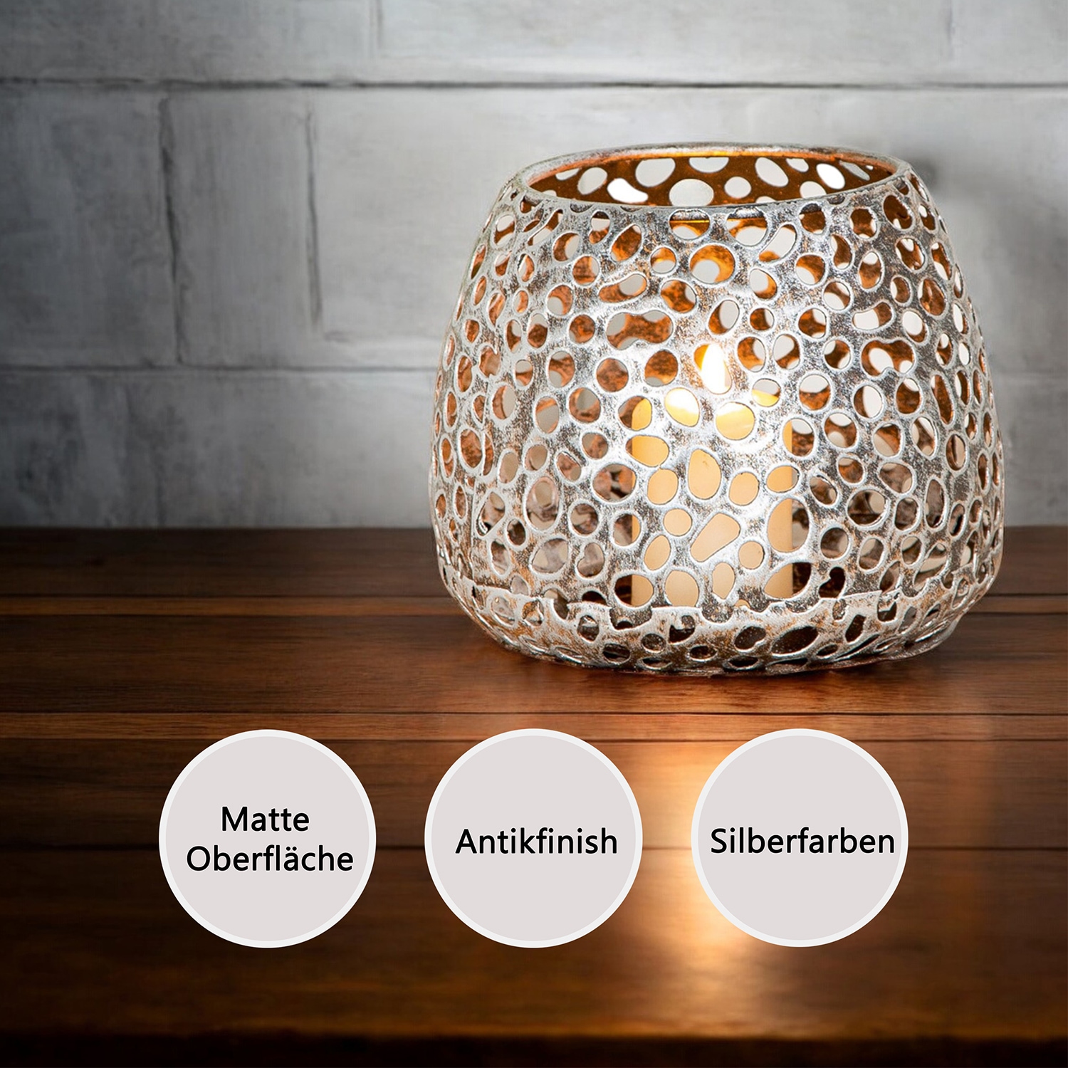Casablanca by Gilde Photophore »Windlicht  Chico antik-silber«