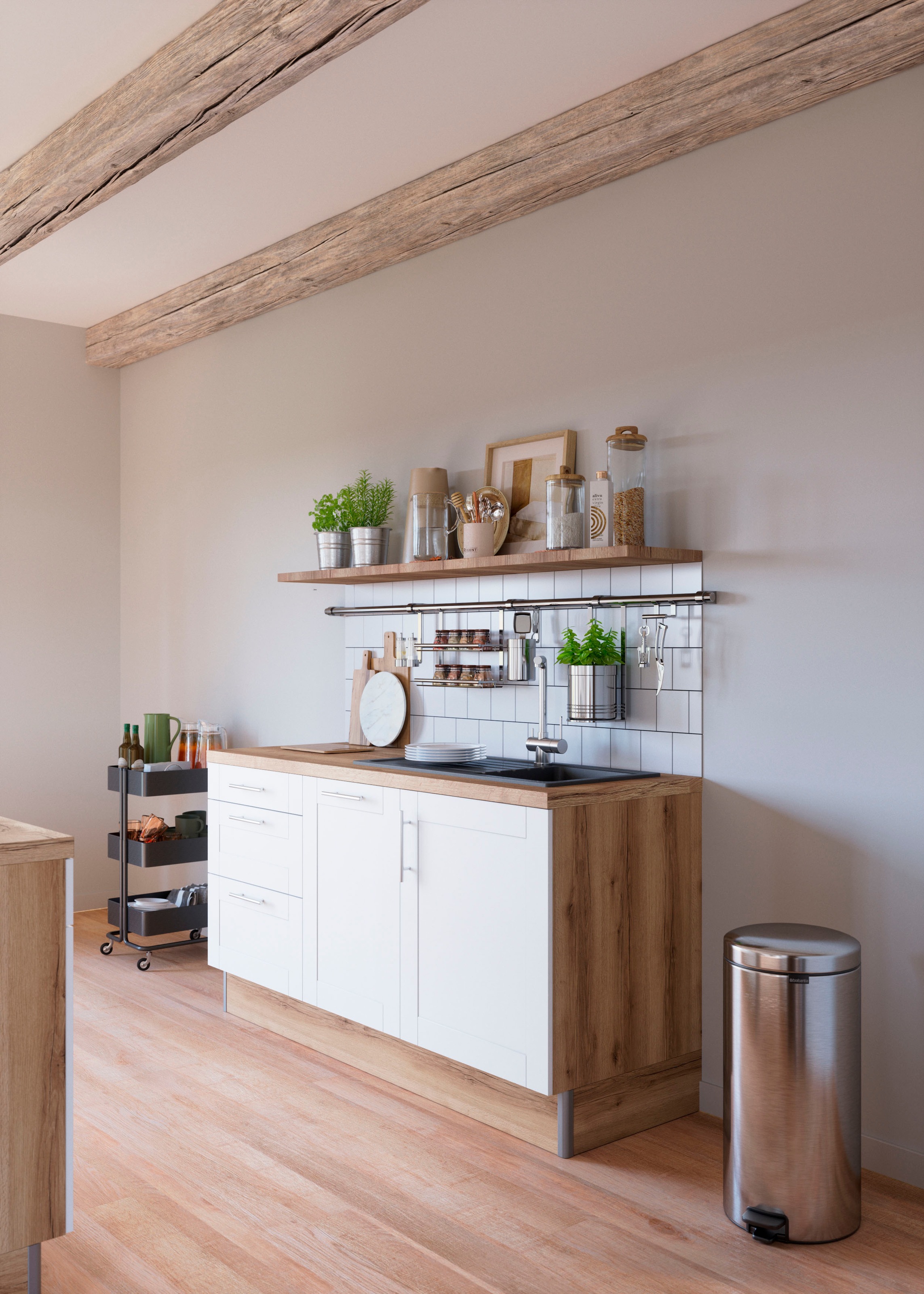 KOCHSTATION Küche »KS-Ahus«, 180 cm breit, wahlw.mit E-Geräten, Soft Close Funktion, MDF Fronten