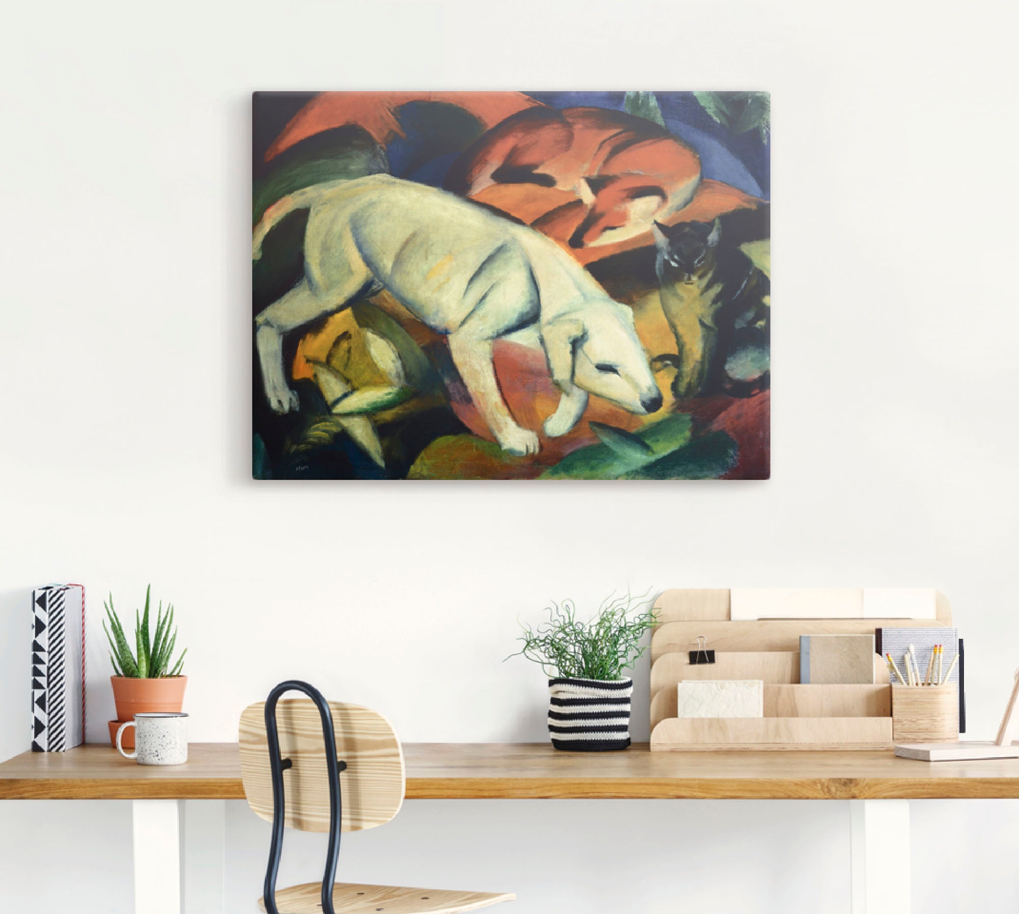 Artland Wandbild »Drei Tiere (Hund Fuchs und Katze). 1912«, Haustiere, (1 St.), als Leinwandbild, Wandaufkleber in verschied. Grössen