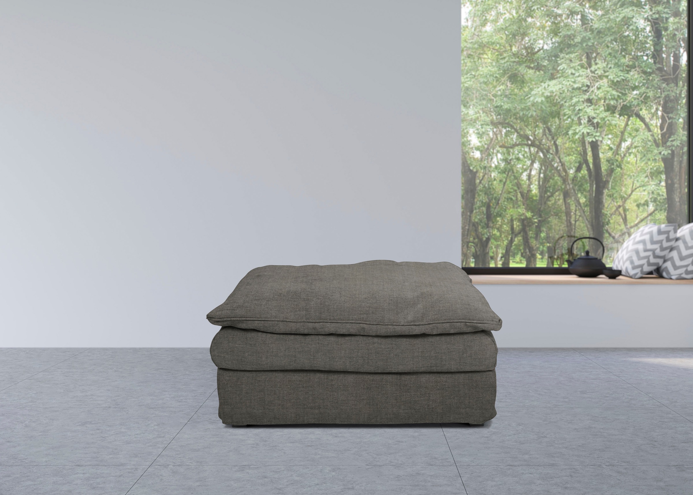 Image of furninova Polsterhocker »Sake«, abnehmbarer und waschbarer Hussenbezug, Kissen mit Federn gefüllt, Memoryschaum, im skandinavischen Design bei Ackermann Versand Schweiz