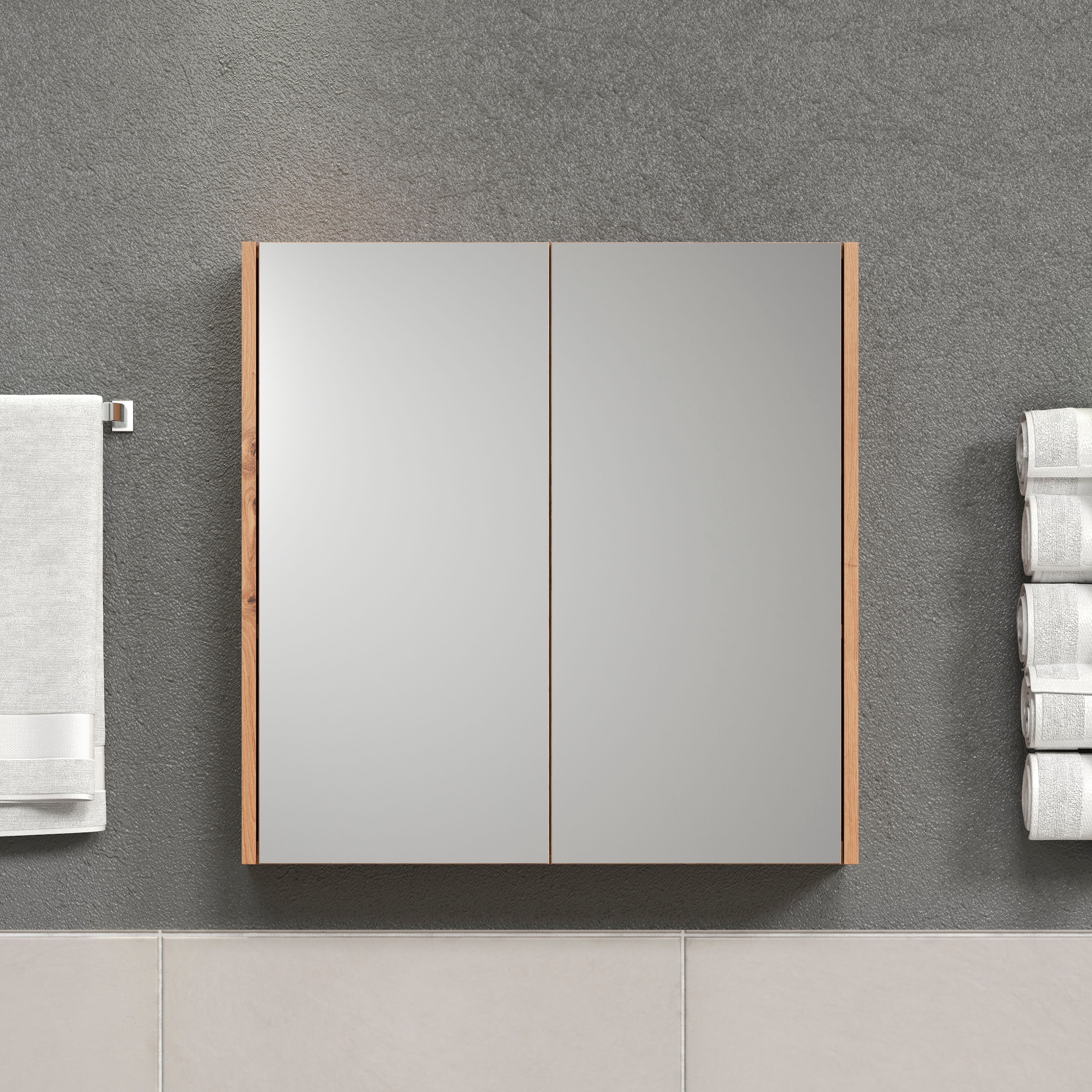 Acheter trendteam Spiegelschrank »Touch«, ligne Einlegeböden, 2 / Breite matt, (1 69 St.), en weiss Holzoptik cm, Türen, 2 braune