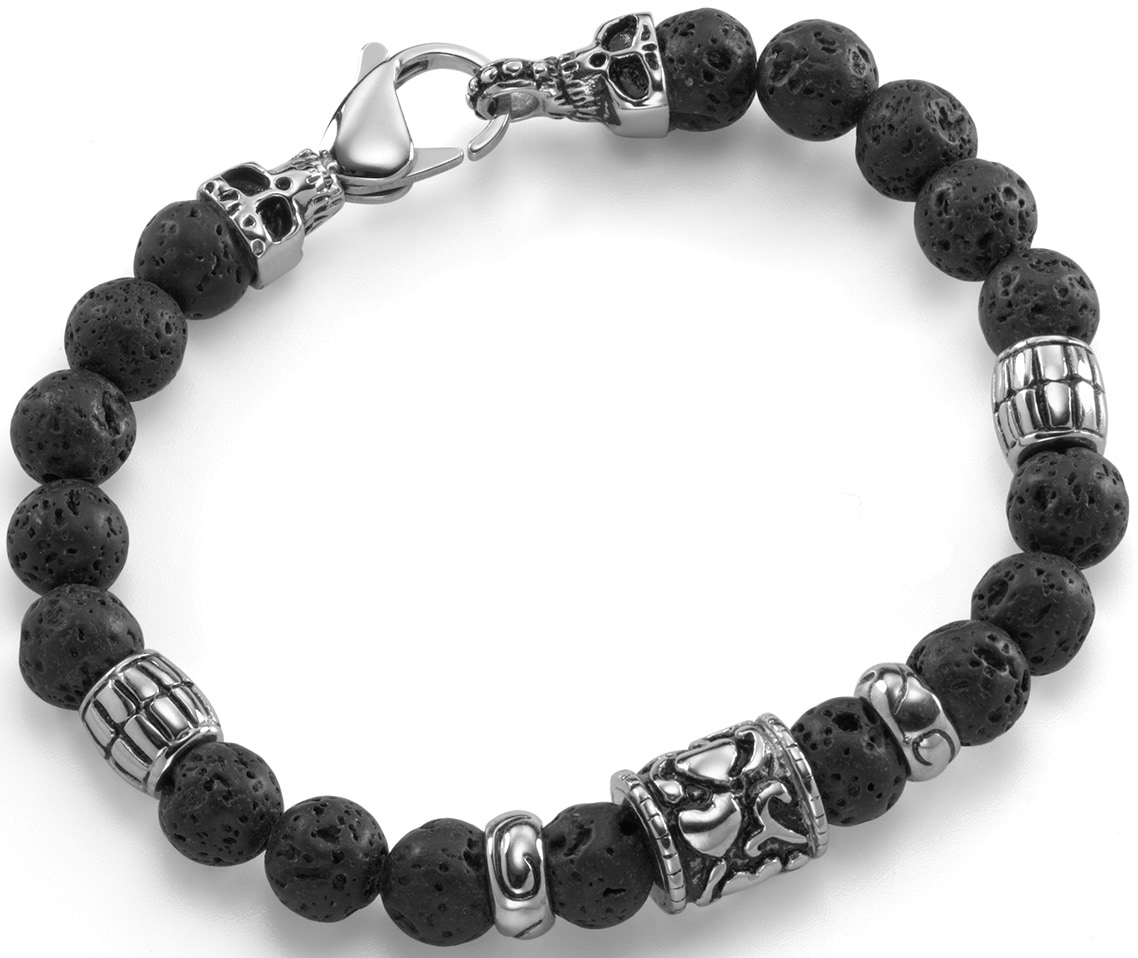 Firetti Armband »Schmuck Geschenk Armschmuck Armkette Lavastein Totenkopf«, mit Lavastein