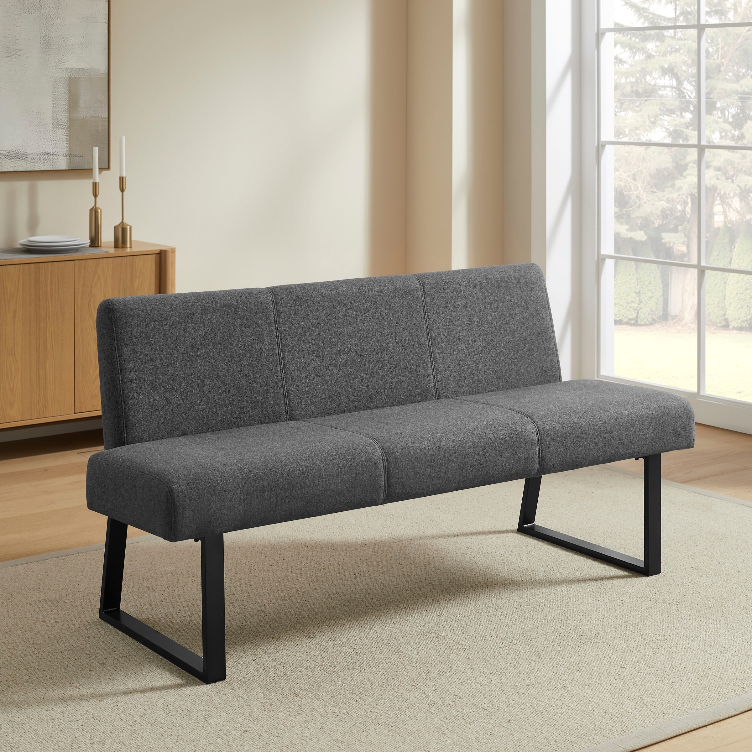 GOODproduct Essgruppe »Gellina« Set, 4 tlg. ausziehbarer Esstisch, Freischwinger, Sitzbank mit Rückenlehne
