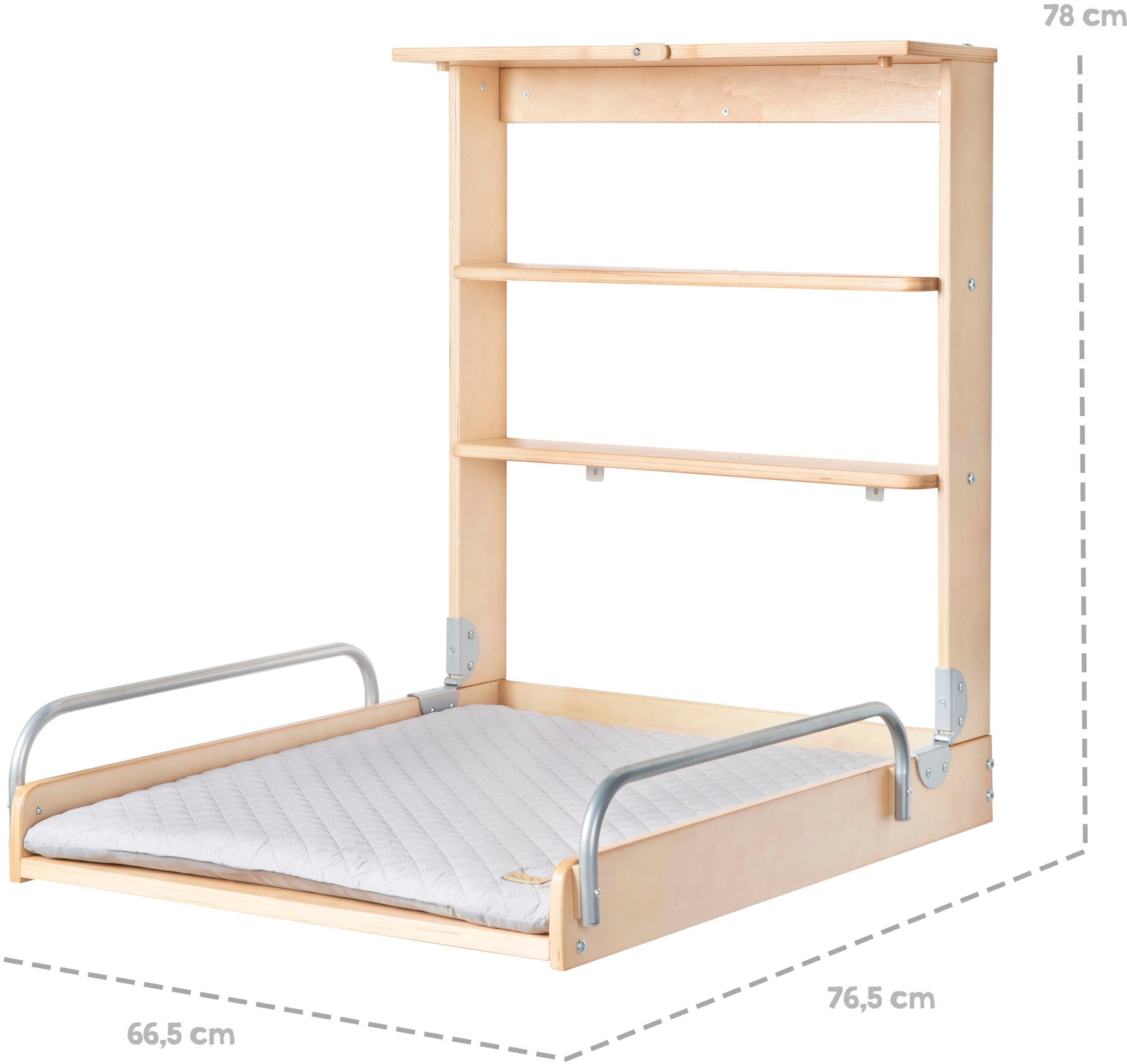 roba® Wickelregal »Wandwickelregal klappbar, inkl. Wickelunterlage roba Style grau«, bis 15 kg, zur Montage an die Wand, 67 cm