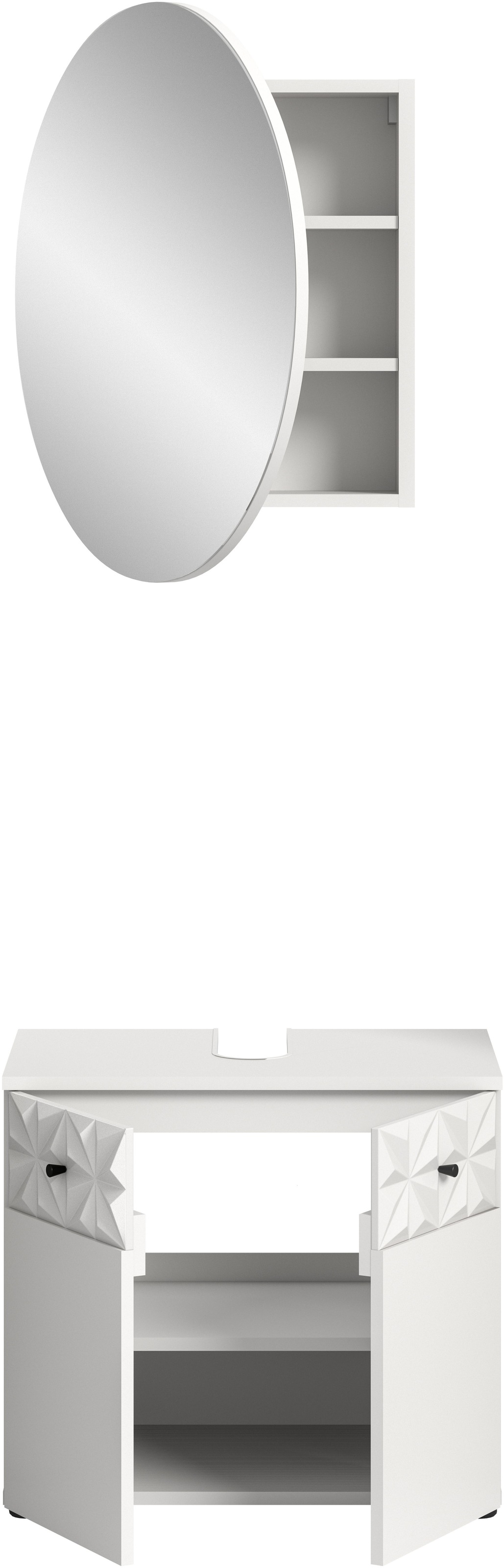 INOSIGN Ensemble de salle de bains »VICENZA, TOPSELLER!, Breite 60cm, 2-teilig, mit Ornamentabsetzung« best. aus: Waschbeckenunterschrank und Spiegelschrank, 