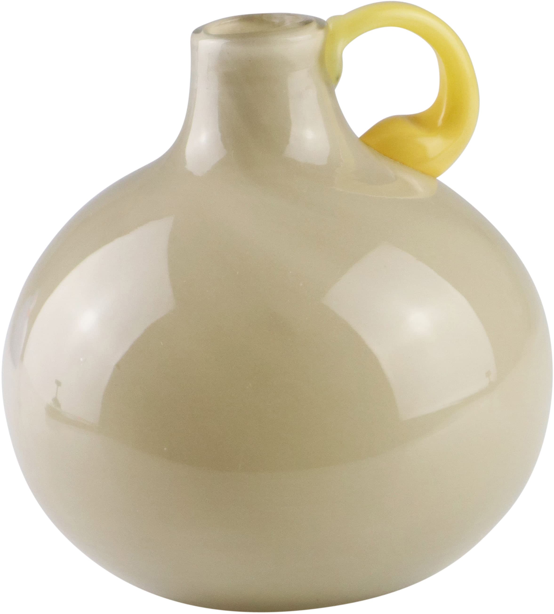 Image of AM Design Dekovase "Braune Glasvase mit einem lebhaften gelben Griff" für einen modernen Look