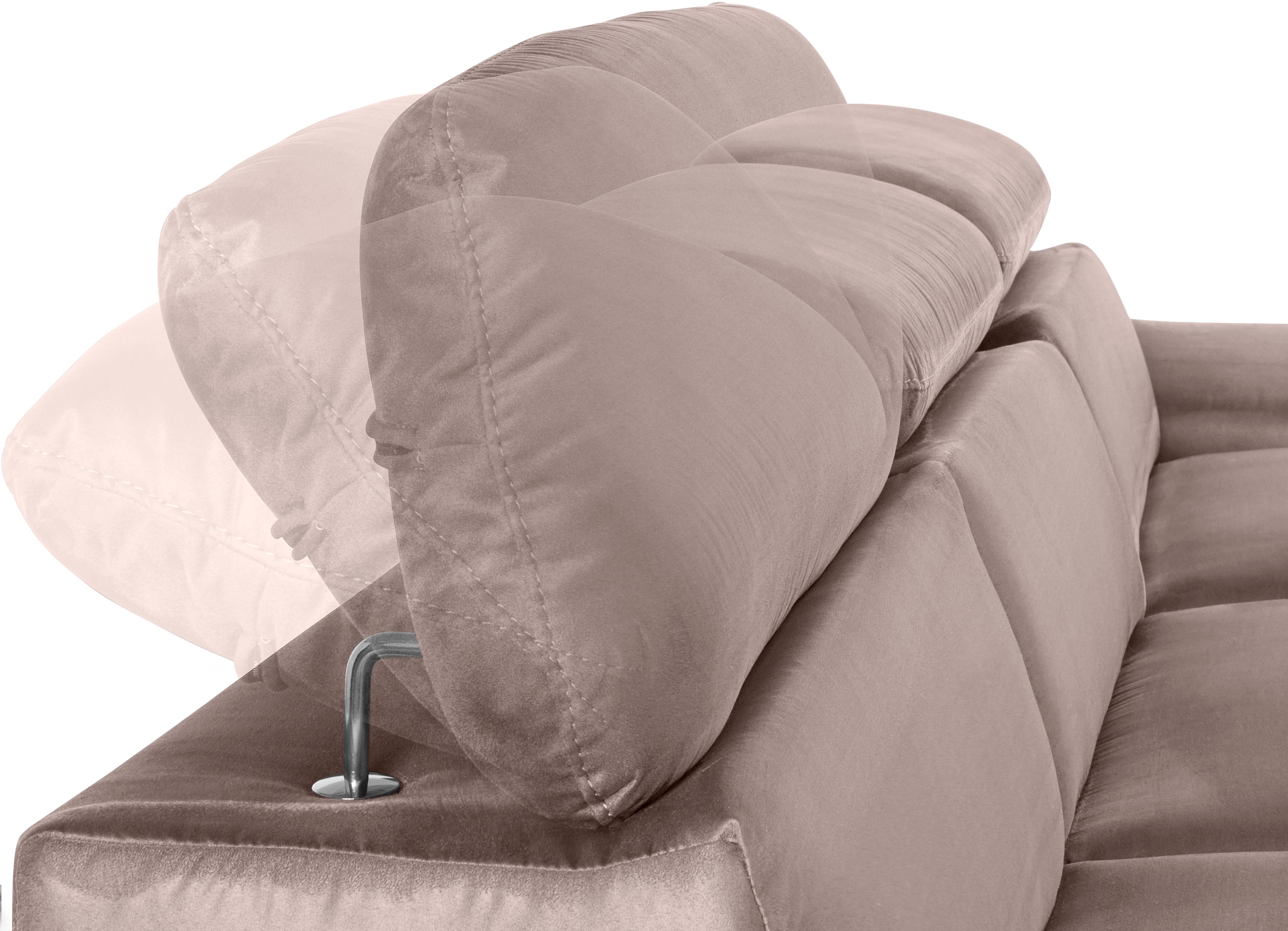 COTTA Ecksofa »Lola L-Form mit Kopfteilfunktion & Hocker«, (Set, mit Hocker), wahlweise mit Bettfunktion, Bettkasten & Armteilverstellung