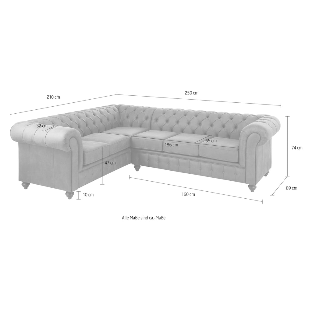 Home affaire Chesterfield-Sofa »Chesterfield Ecksofa, auch in Leder«