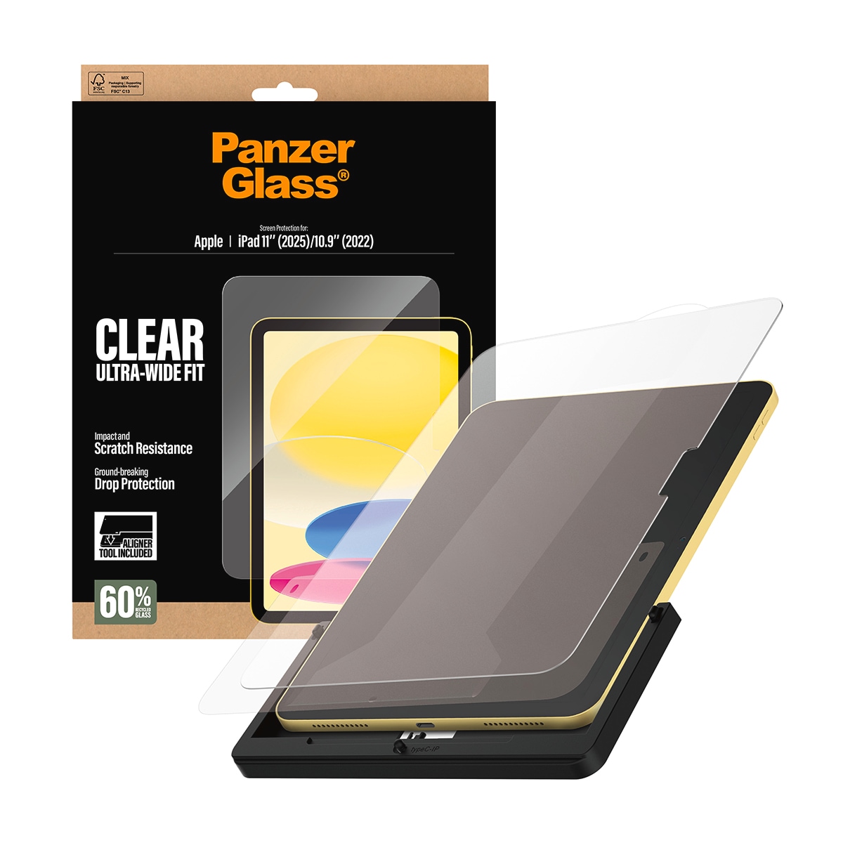 CARE by PanzerGlass Verre de protection d'écran »Ultra-Wide Fit Screen Protector« für Apple iPad 11" (11. Gen) Displayschutzfolie, Schutzfolie, Bildschirmschutz, kratz- & stossfest