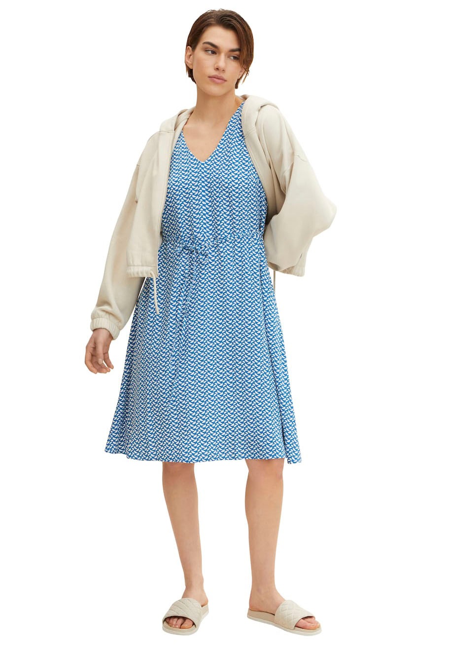 Image of TOM TAILOR Druckkleid, mit V-Ausschnitt und Bindegürtel in der Taille bei Ackermann Versand Schweiz