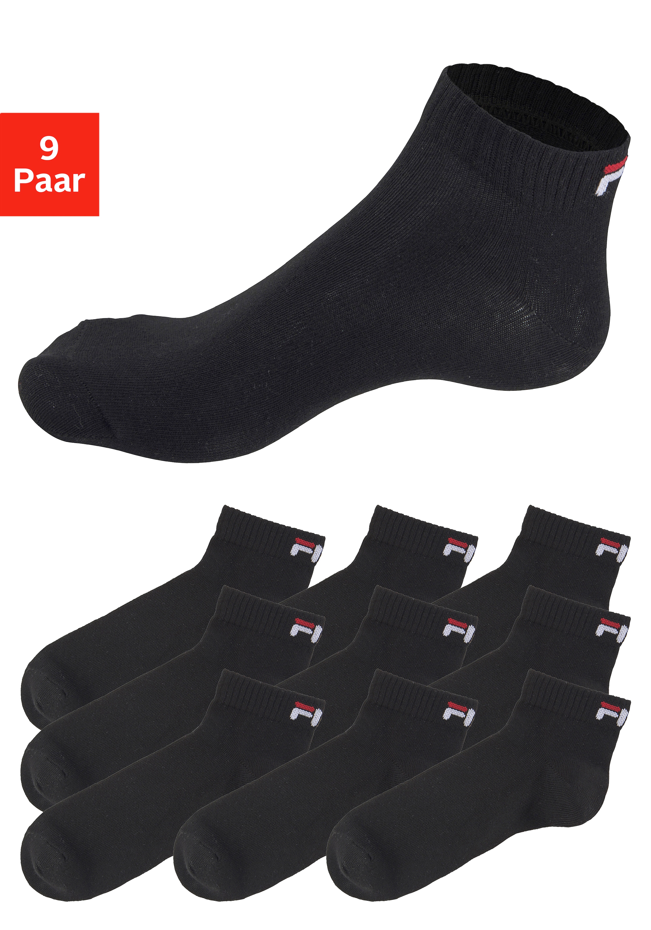 Fila Kurzsocken, (9 Paar), mit klassischem Logo