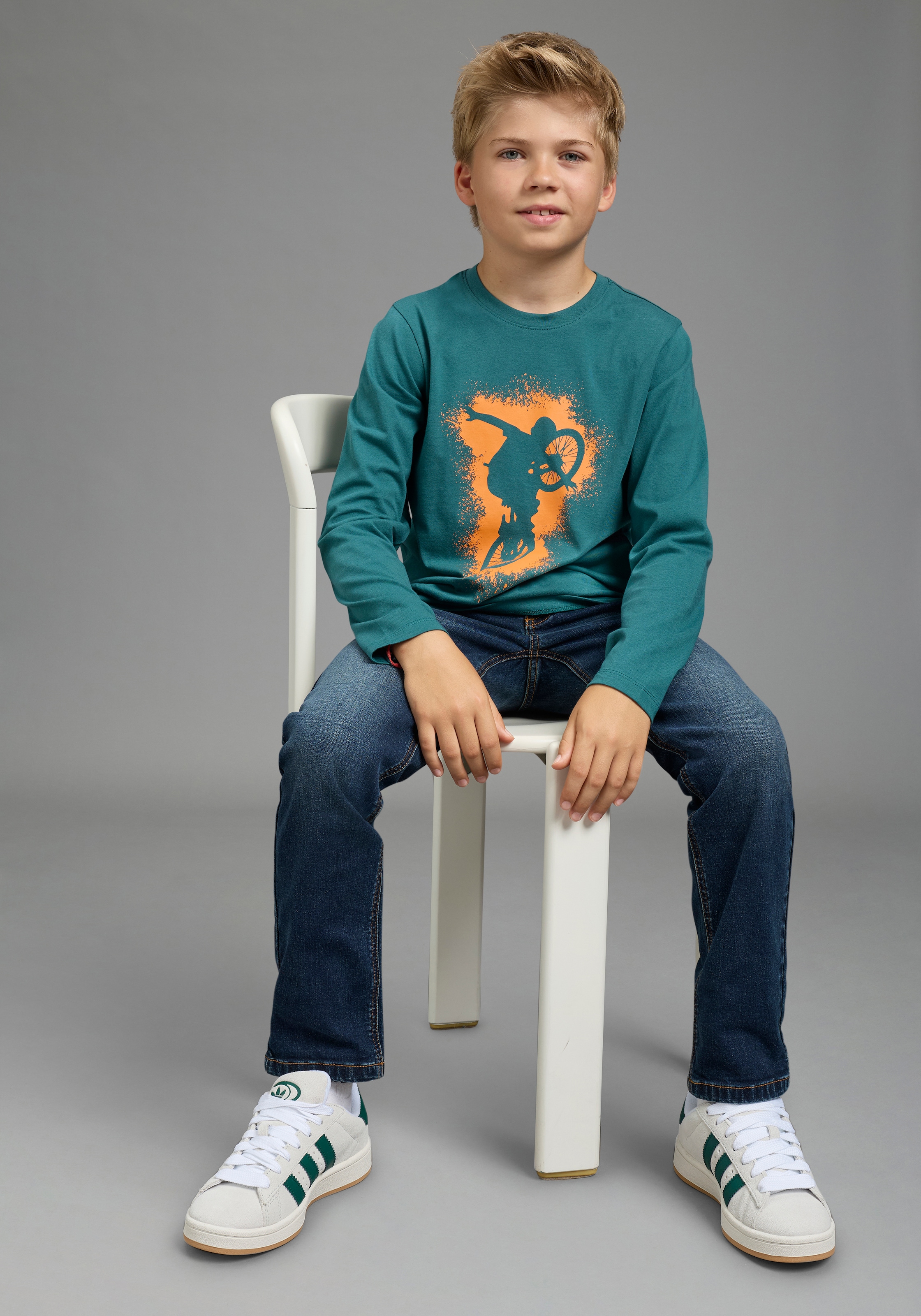 KIDSWORLD T-shirt à manches longues »BIKER« , imprimé décontracté pour garçons