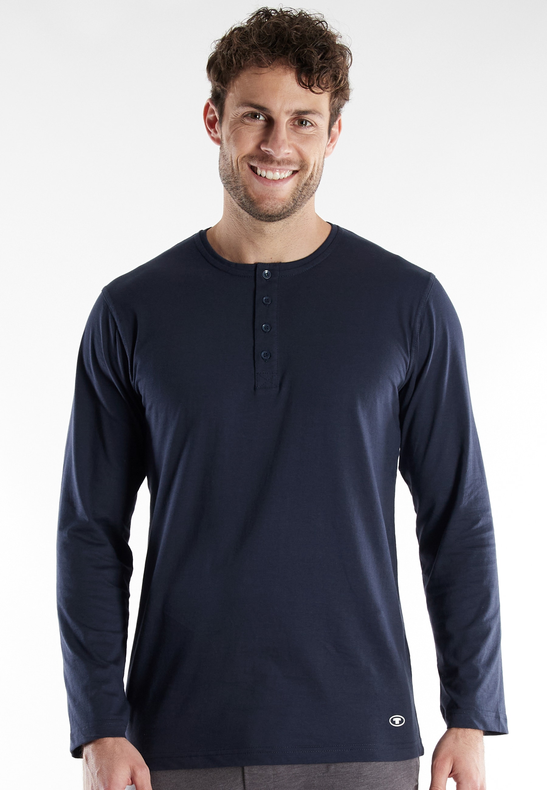 Image of TOM TAILOR Langarmshirt "Cansas" mit Knopfleiste, Rundhalsausschnitt, Langarm, basic, bequem, elastisch
