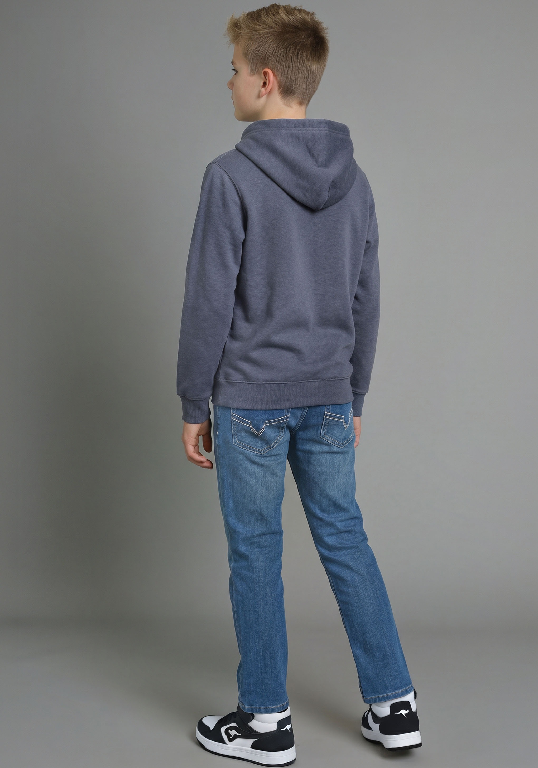 H.I.S Sweat à capuche »H.I.S Hoodie mit Logo-Druck in melierter Ware für Jungen«, Pour ados. Sweat à capuche avec petit imprimé
