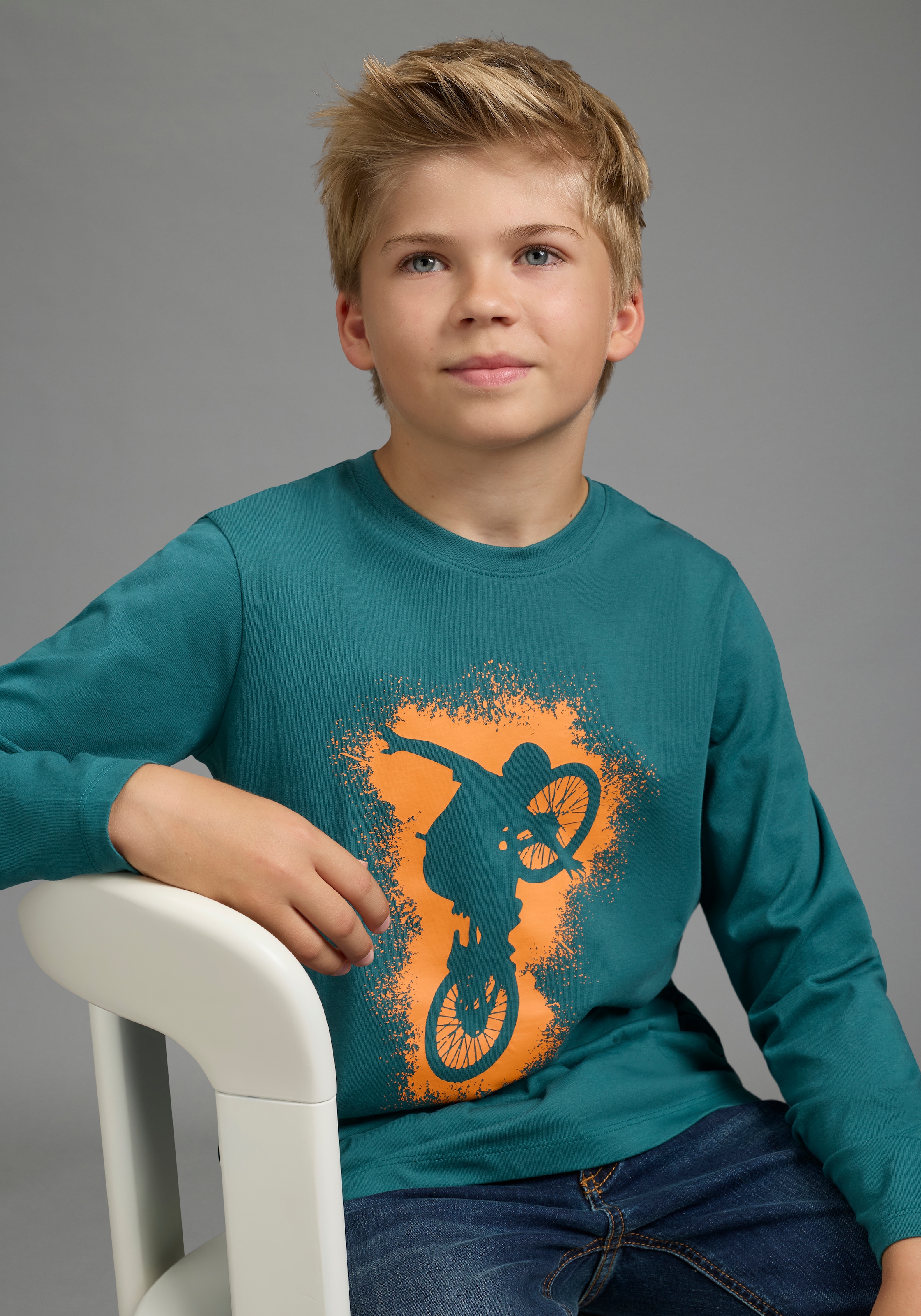 KIDSWORLD T-shirt à manches longues »BIKER« , imprimé décontracté pour garçons
