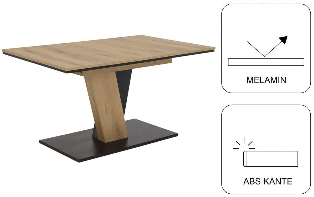GOODproduct »"Altona", Esstisch ausziehbar plus 6 Stühle, TOPSELLER!« Esstisch ausziehbar 140 - 180 cm, 6 Freischwinger, 7 pièces tlg. Säulentisch 140-180x90 cm, Stuhl mit Federkorb, 140 kg belastbar