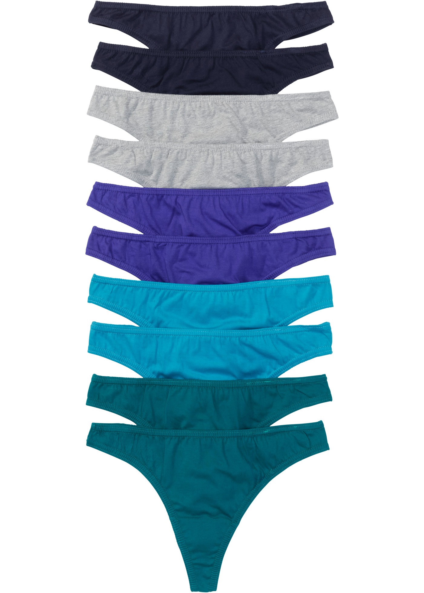 Image of bonprix String Packung, 10 Stk. Zwickel aus Baumwolle, bequeme Passform, unifarben