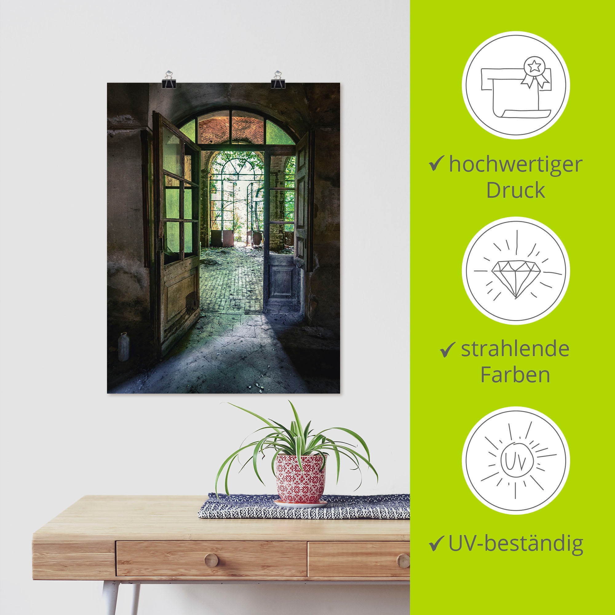 Artland Wandbild »Lost Place - alte Tür Fenster« Fenster & Türen 1 Stk. tlg. als Alubild, Leinwandbild, Poster in verschied. Grössen