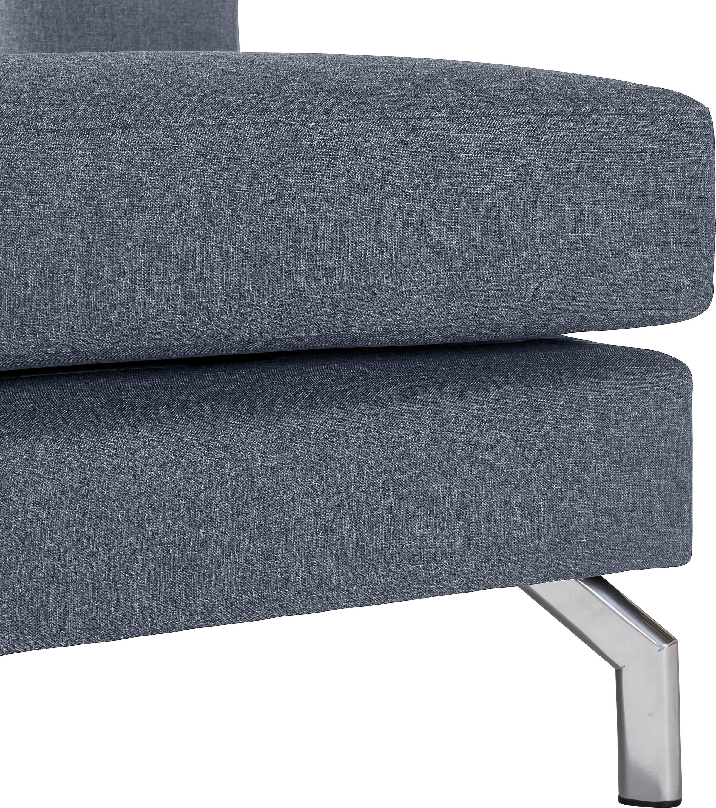 Max Winzer® Ecksofa »Flori Set inkl. Hocker, guter Sitzkomfort, aktuelles Design«, (Spar-Set, Ecksofa und Hocker), elegant mit abgewinkelten Chromfüssen, inklusive Zierkissen