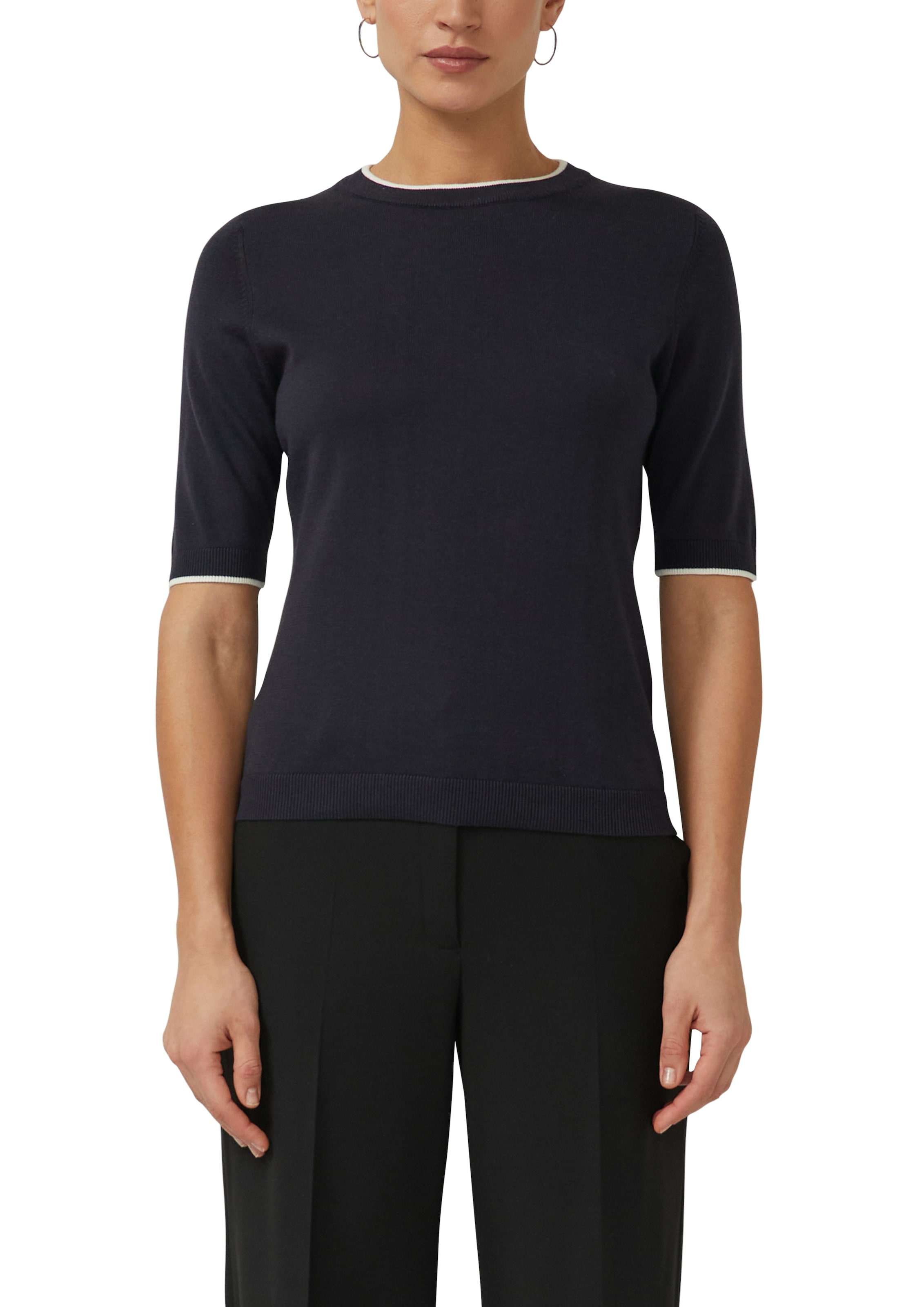 Image of s.Oliver BLACK LABEL Rundhalspullover mit Rippbündchen