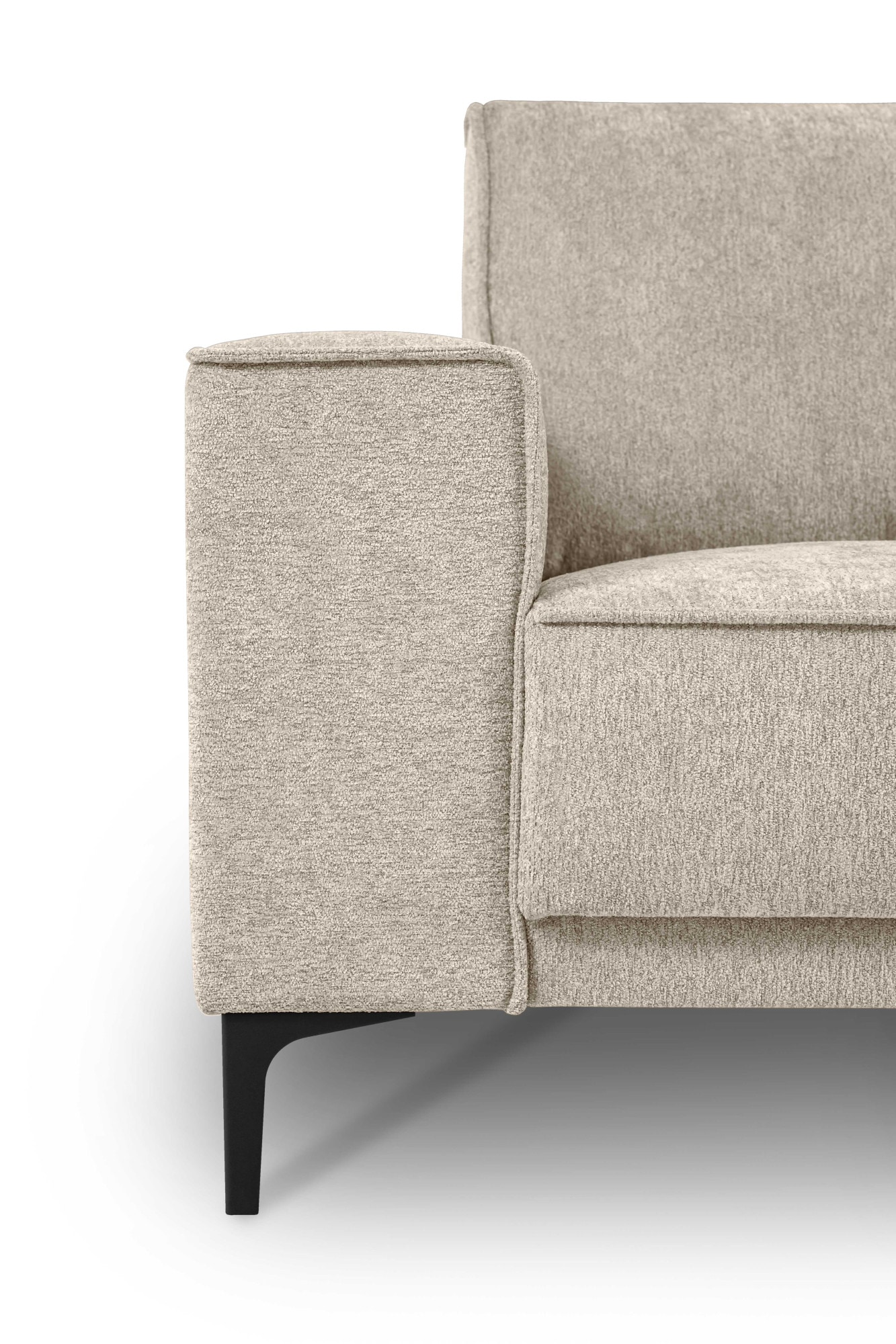 Places of Style 3-Sitzer »3er Sofa Oland, Struktur, Flachgewebe, Luxus-Microfaser, Boucle«, 224 cm, Wellenunterfederung, Skandi-Design, Metallfüsse