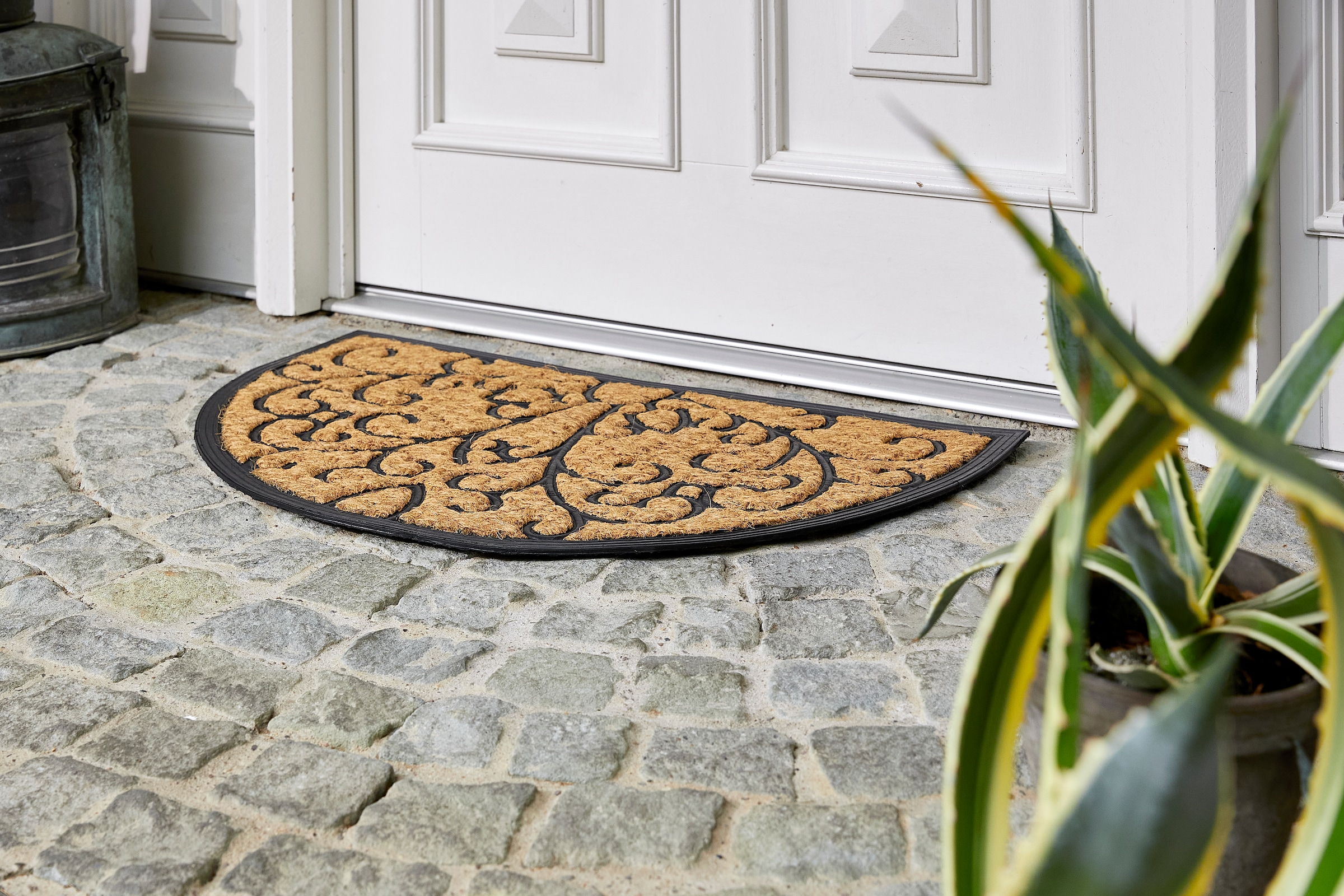 ASTRA Tapis de sol »Coco Deluxe Light« Semicirculaire 8 mm Höhe paillasson, noix de coco, antidérapant, résistant à la saleté, intérieur et extérieur