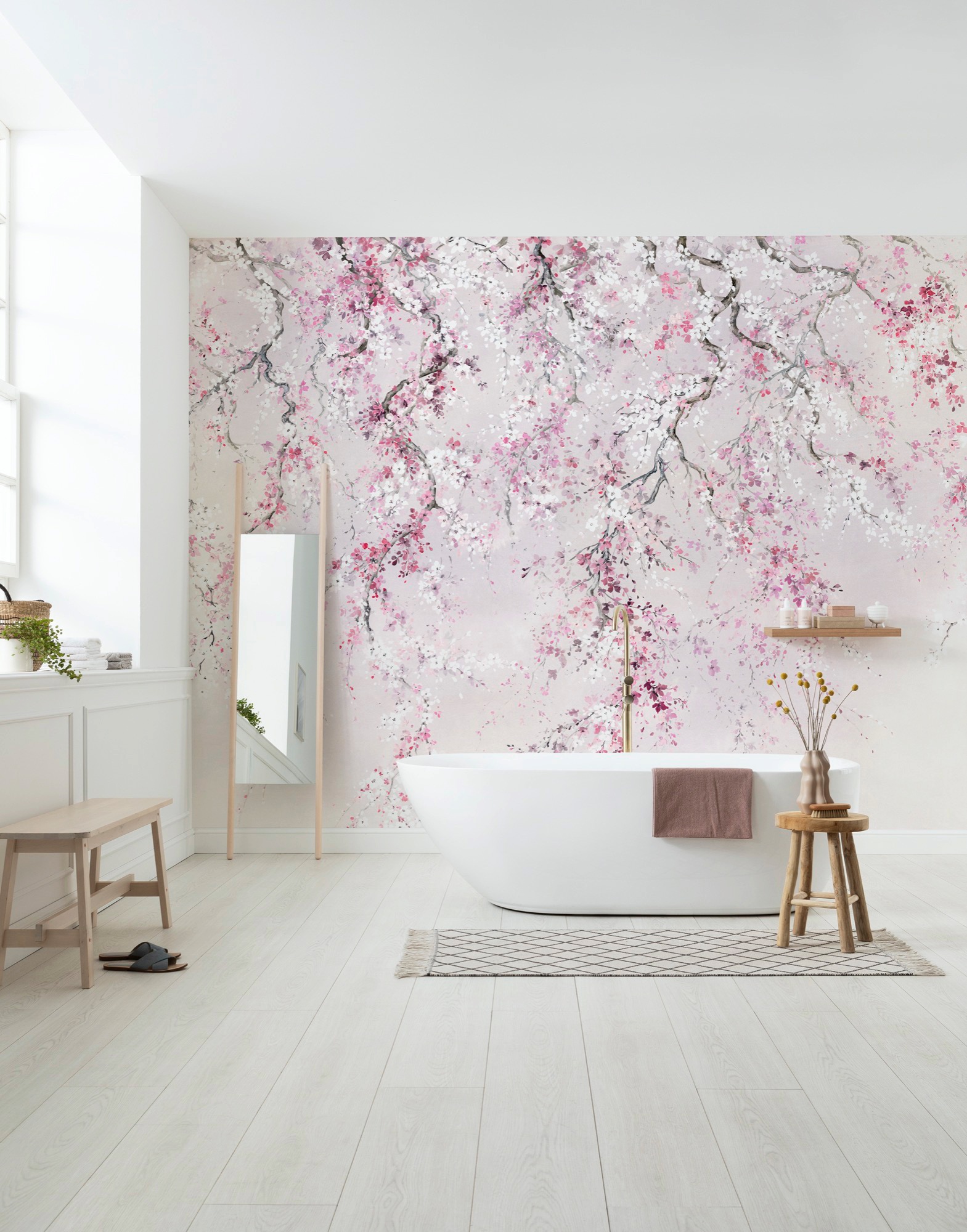 Komar Vliestapete "Digitaldruck Vlies - Kirschblüten - Größe 300 x 280 cm" bedruckt glatt Wohnzimmer, Schlafzimmer