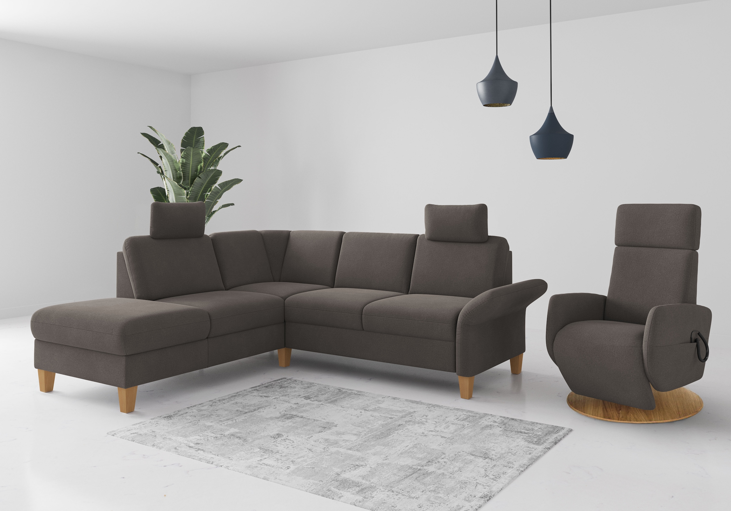 Home affaire Ecksofa »Rochelle, L-Form«, wahlweise mit Armteilverstellung, Bettfunktion und Bettkasten