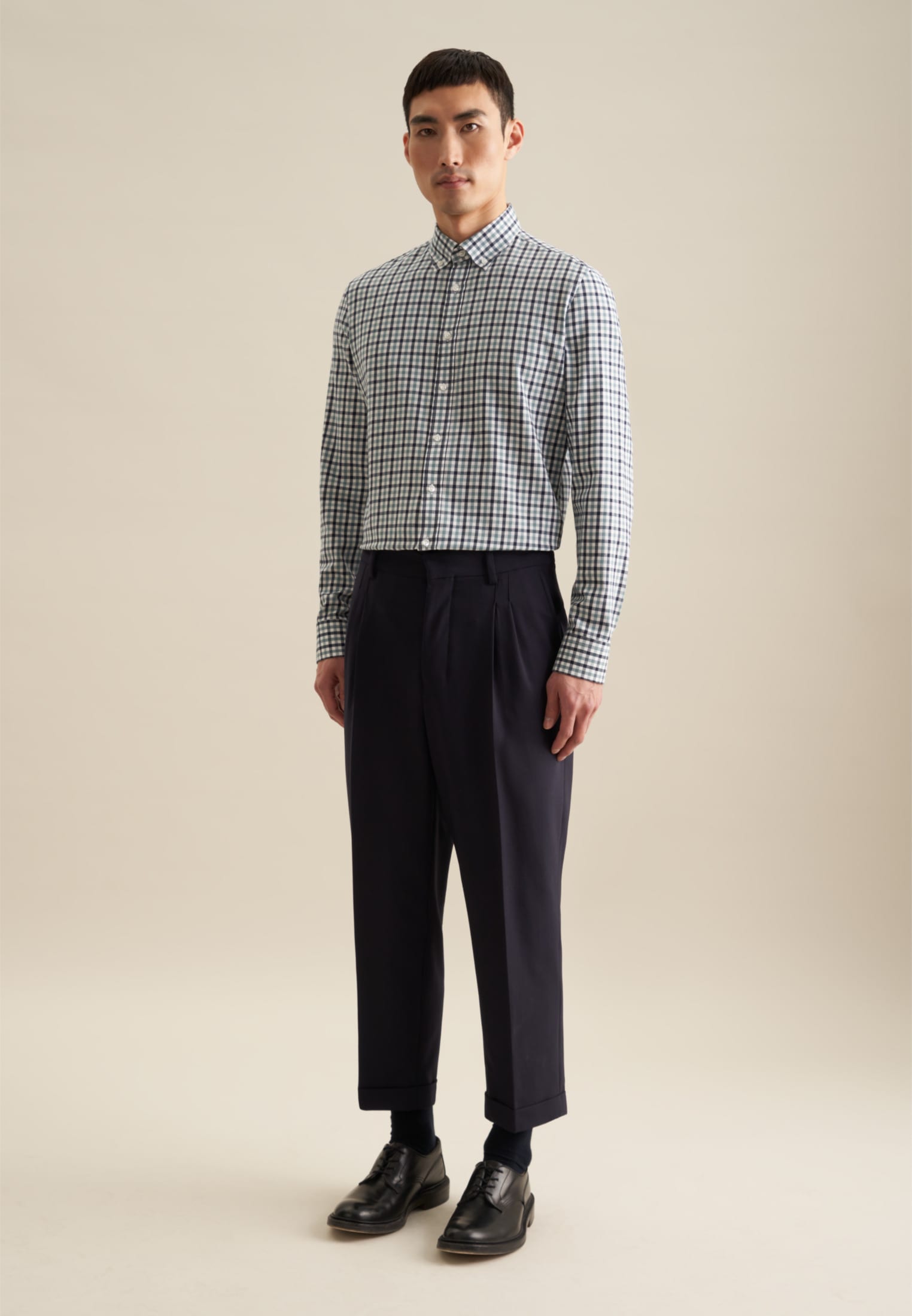 seidensticker Flanellhemd »Slim« Slim 1/1 Button-Down-Kragen Karo