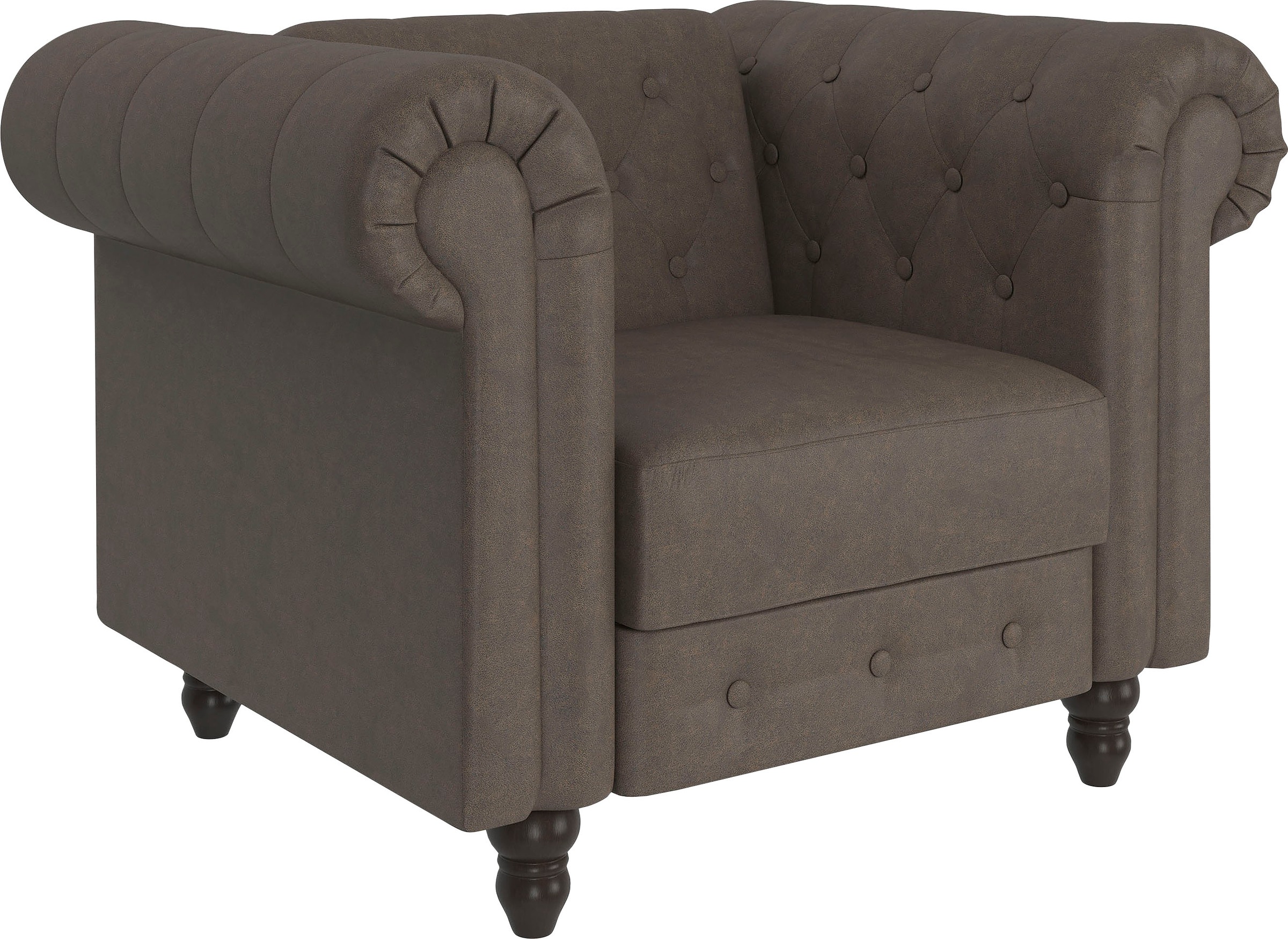 Dorel Home Chesterfield-Sessel »Felix«, mit Rückenlehne 3-fach verstellbar, Beine Massivholz, Sitzhöhe 46 cm