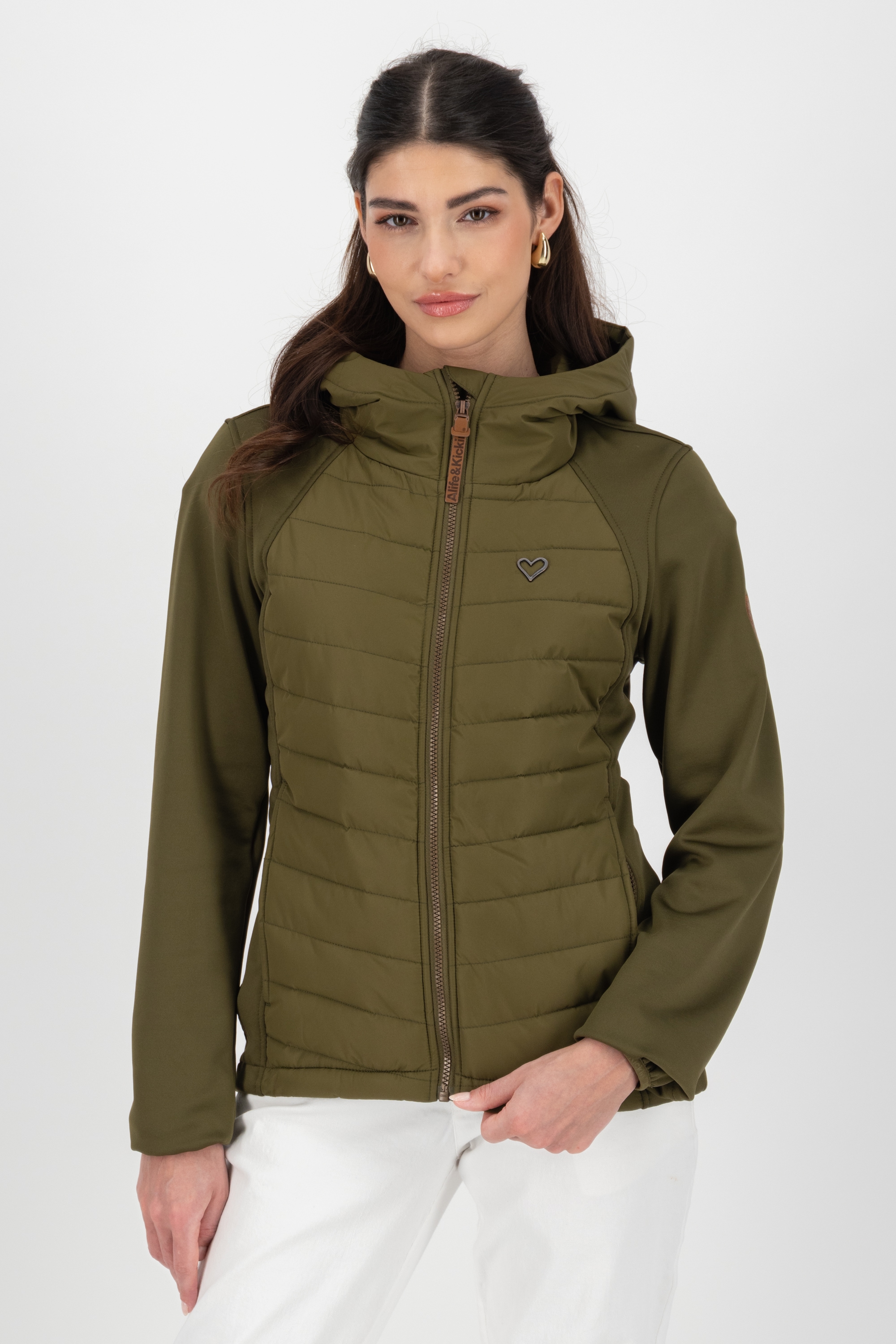 Image of Alife & Kickin Hybridjacke "SoleneAKA" mit Kapuze teilweise gesteppt mit grosser Kapuze