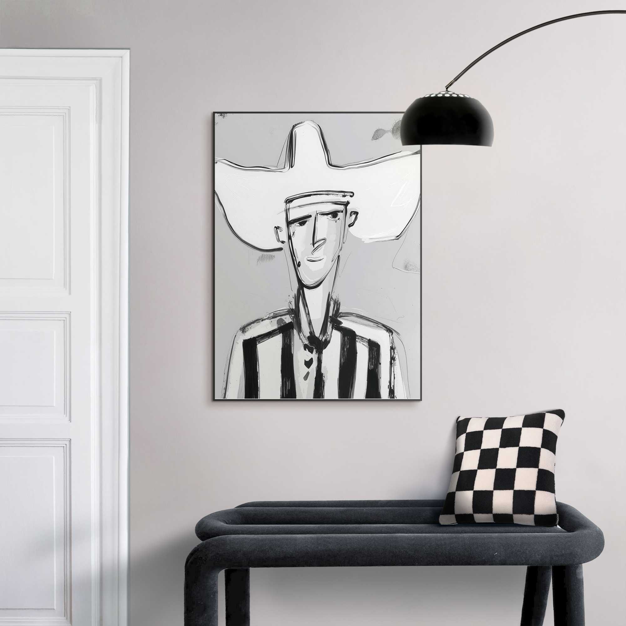 Image of Reinders Bild mit Rahmen "Western Man" Menschen 1 Stk. tlg. Wohnzimmer - Schwarz-Weiss - MDF - Menschen - 50x70 cm