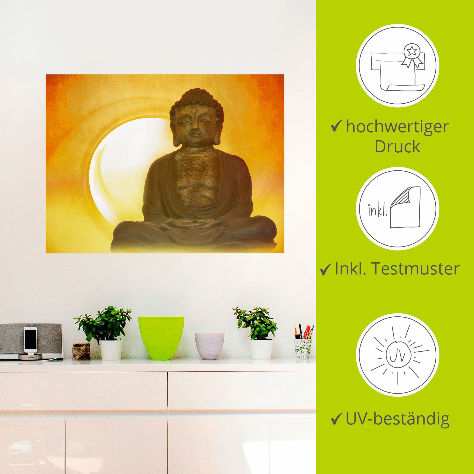 Artland Wandbild »Buddha 2«, Religion, (1 St.), als Leinwandbild, Poster, Wandaufkleber in verschied. Grössen