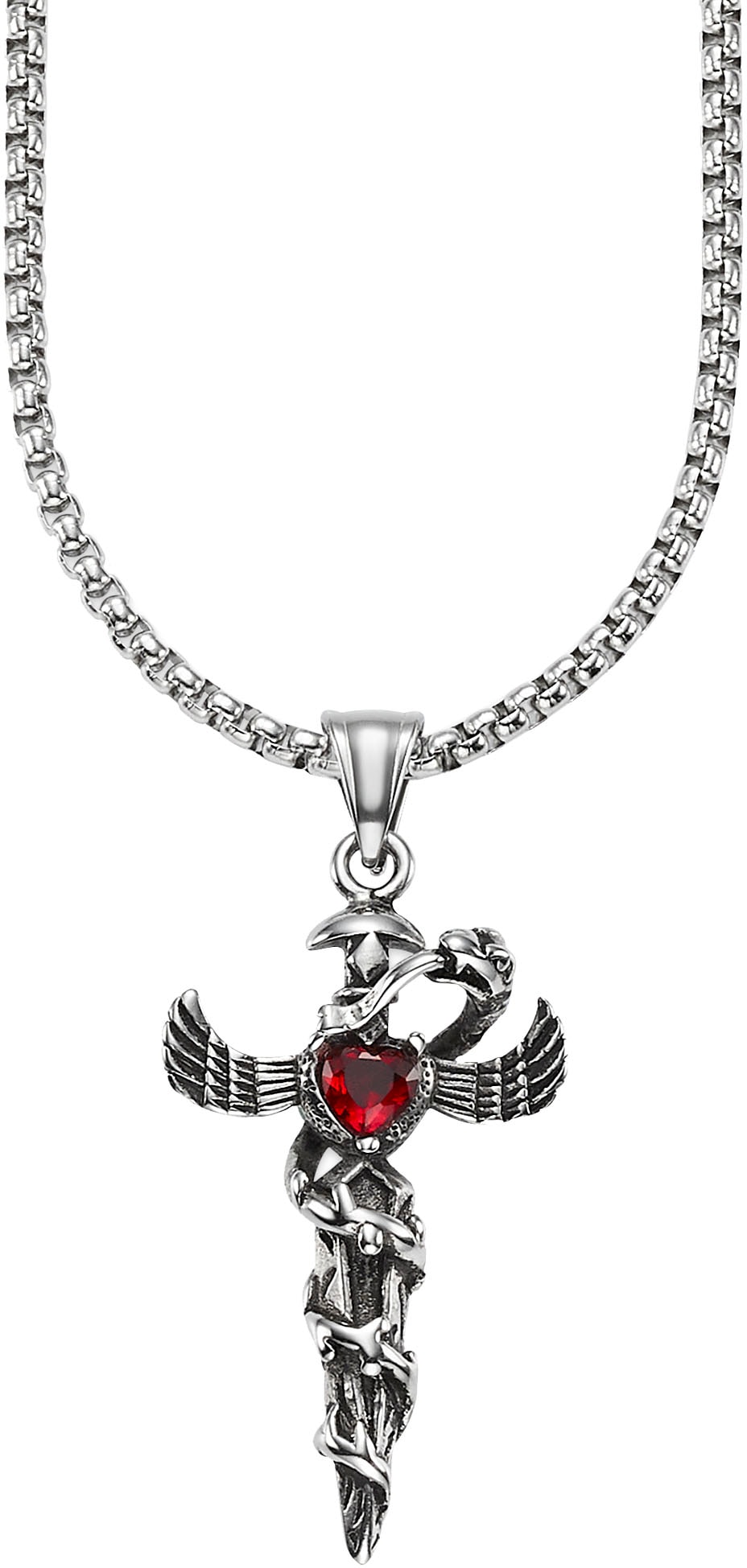 Kette mit Anhänger »Schmuck Geschenk Venezia Gothic Herz rot, B0247N/20/00/55«, mit...