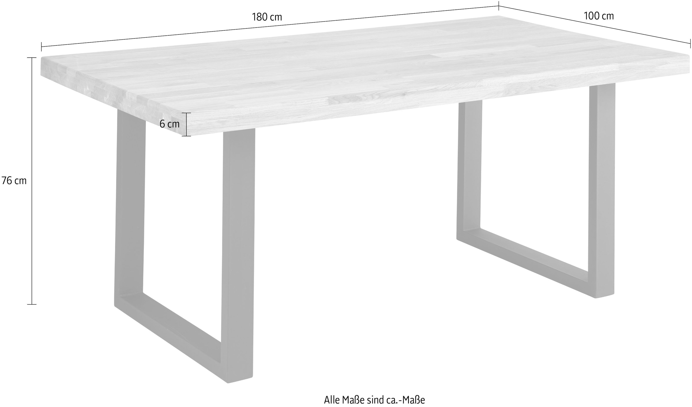 Stolkom Table de salle à manger »Chris Esszimmertisch Eiche Massivholz, BxHxT 110x47x70 cm« Gerade Kante, Industrial Style Eiche Massivholz