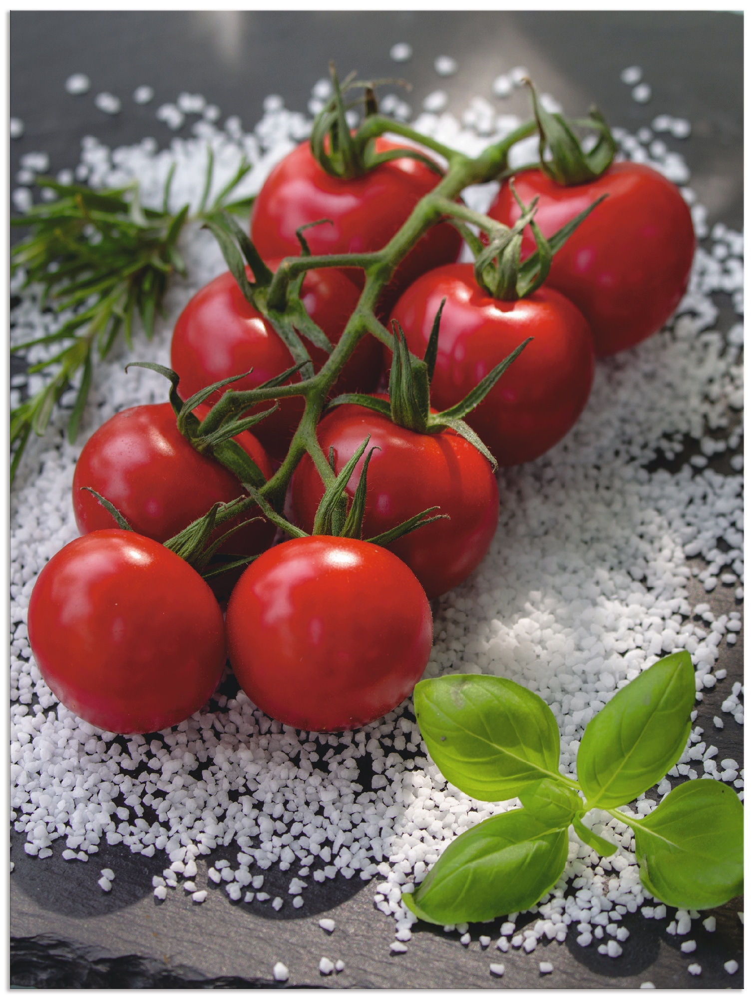 Image of Artland Alu-Dibond-Druck "Tomaten Rispe auf Salz" Lebensmittel 1 Stk. tlg. für Innen- und Aussenbereich geeignet, Outdoorbild