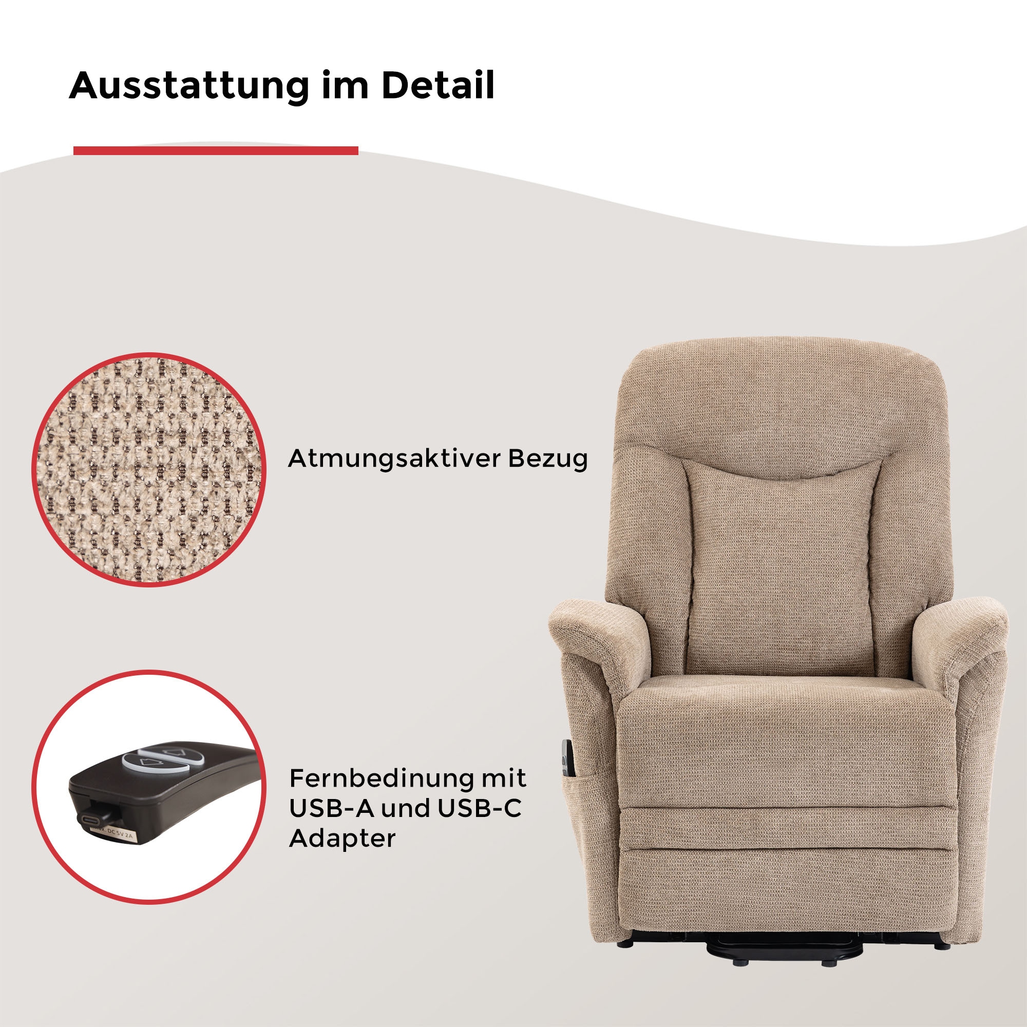 Duo Collection Fauteuil TV »Gandia XXL« charge maximale 150 kg, suspension à ressorts en acier