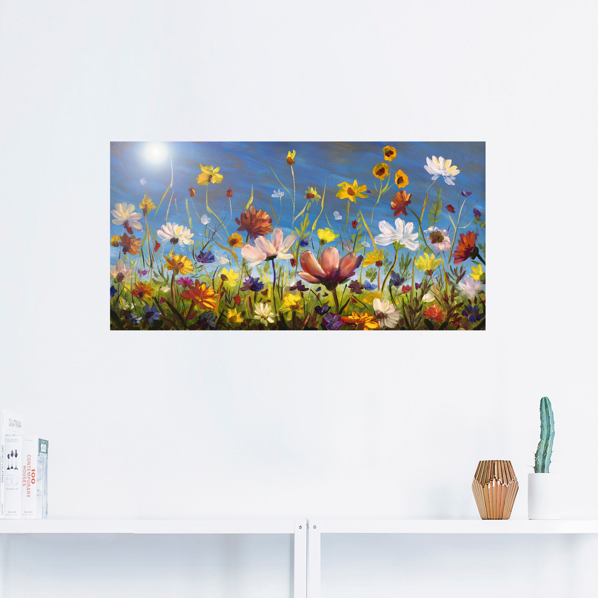 oder »Wildblumenwiese Poster Alubild, Leinwandbild, bequem St.), Wandaufkleber Wandbild Blumenwiese, in versch. Himmel«, kaufen blauer Artland als (1 Grössen