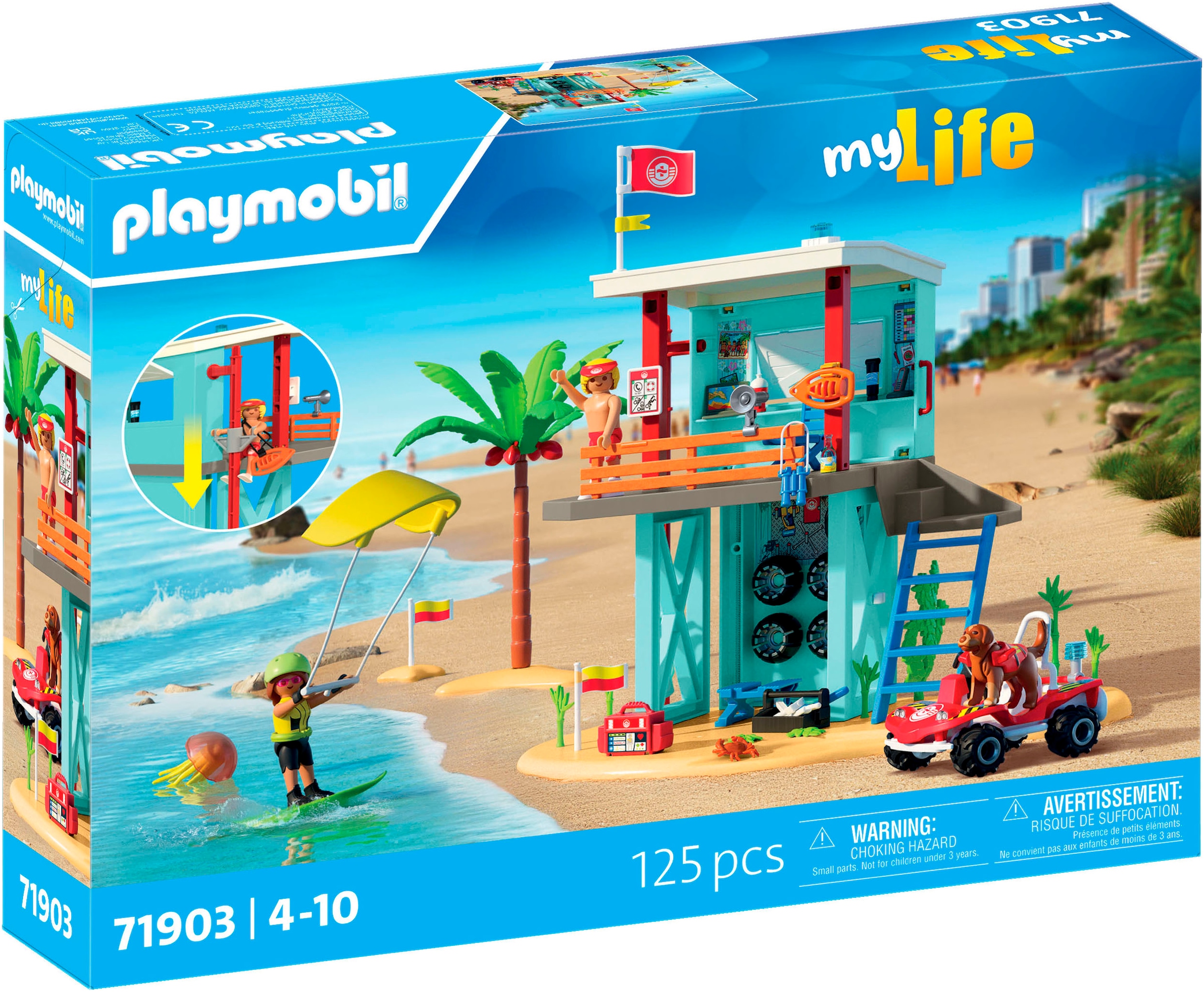 Playmobil® Konstruktions-Spielset »Rettungsturm mit Beach buggy (71903), My Life« Made in Europe
